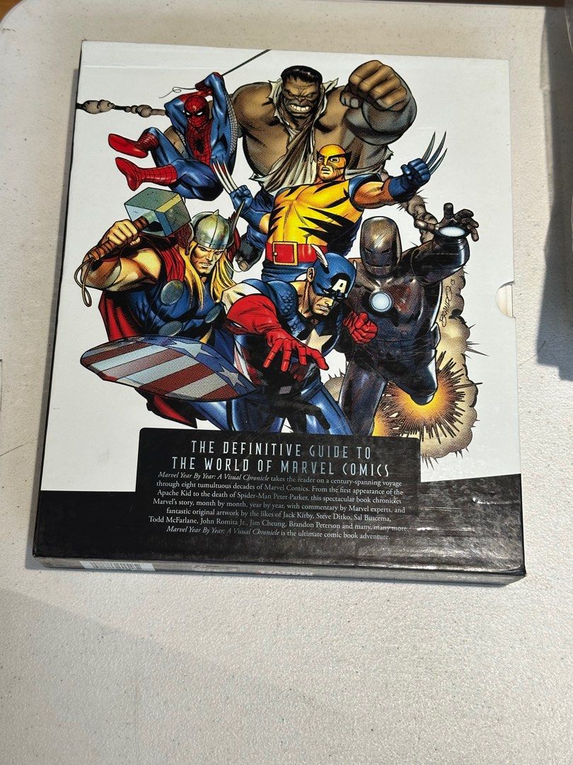 Marvel Year by Year: A Visual Chronicle Hardbound , updated and expanded edition (Category: Comics & Manga) located in Quezon City. Submitted by sundayscoolkid (Listing ID 1417910761, Image 3). Description: Publisher: DK Content: Showcases the history of Marvel from 1939 to the present in a visually stunning way. Characters: Features iconic characters such as the Hulk, Spider-Man, Wolverine, Iron Man, Captain America, and Thor on the cover. Forma