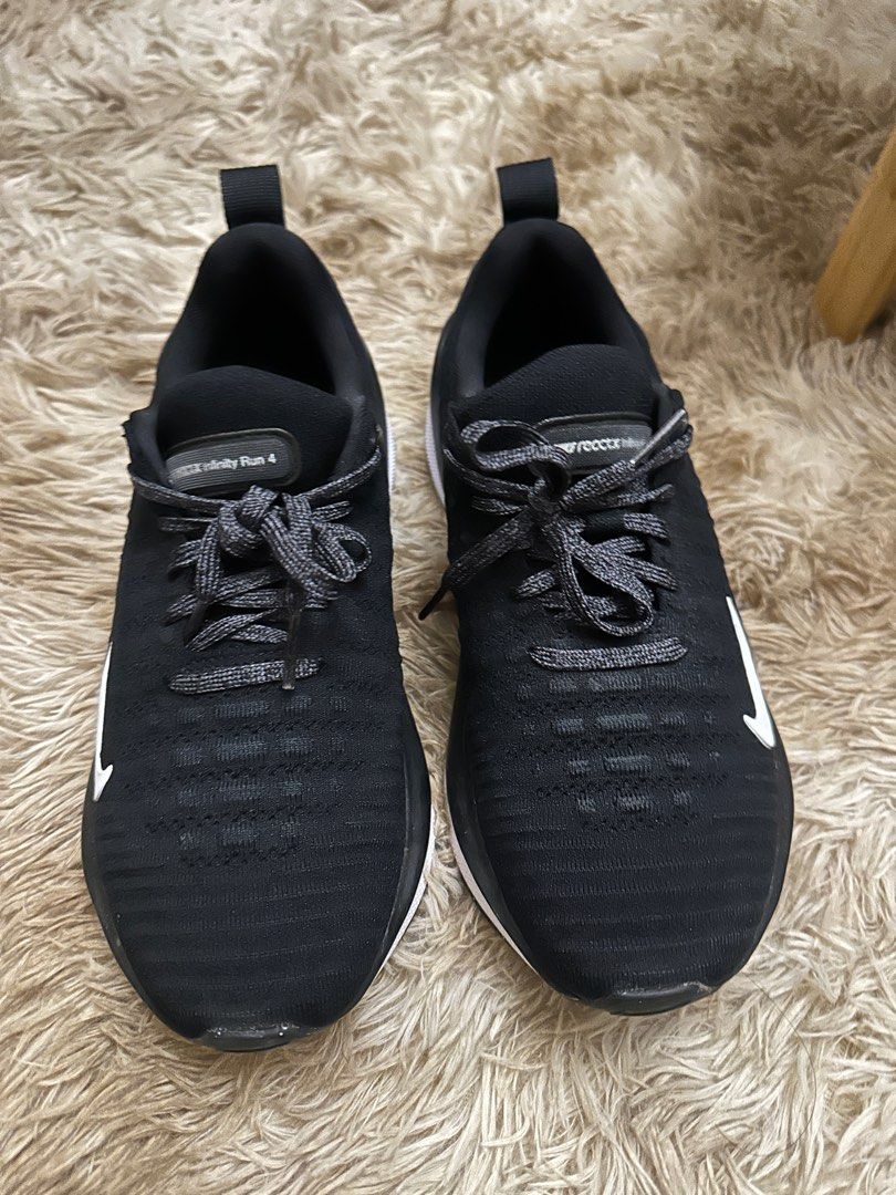 Nike ReactX Infinity Run 4 Black Sneakers (Category: Sneakers) located in Quezon City. Submitted by sofieegee (Listing ID 1417943408, Image 2). Description: - Nike ReactX Infinity Run 4 sneakers - Color: Black with white swoosh and sole - Size: UK 4.5 / EUR 38 / US 7 Women’s - Features: Lace-up closure, heel pull tab - Condition: Good as new (worn twice only) - no box na po - nike running .