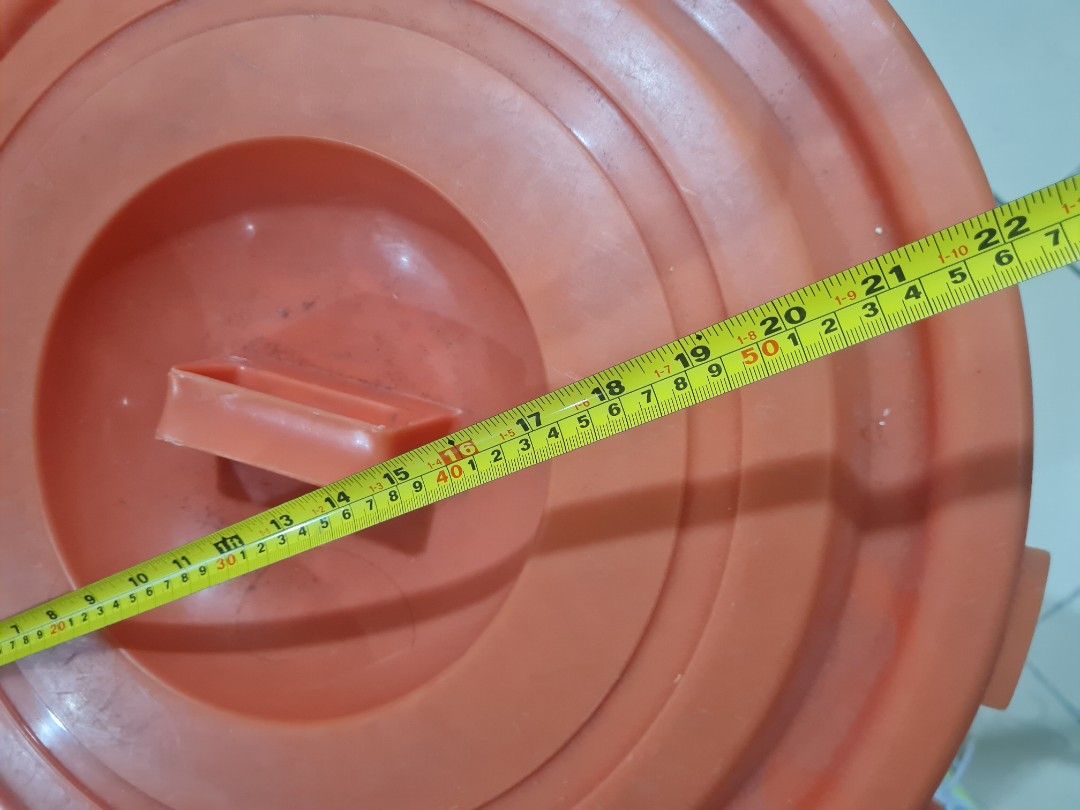 Orange Plastic Storage Container with Lid BIG (Category: Storage Boxes & Baskets) located in Quezon City. Submitted by declutter1990 (Listing ID 1417937455, Image 2). Description: big drum approximately 80 liters - not sure 55cm × 60cm.