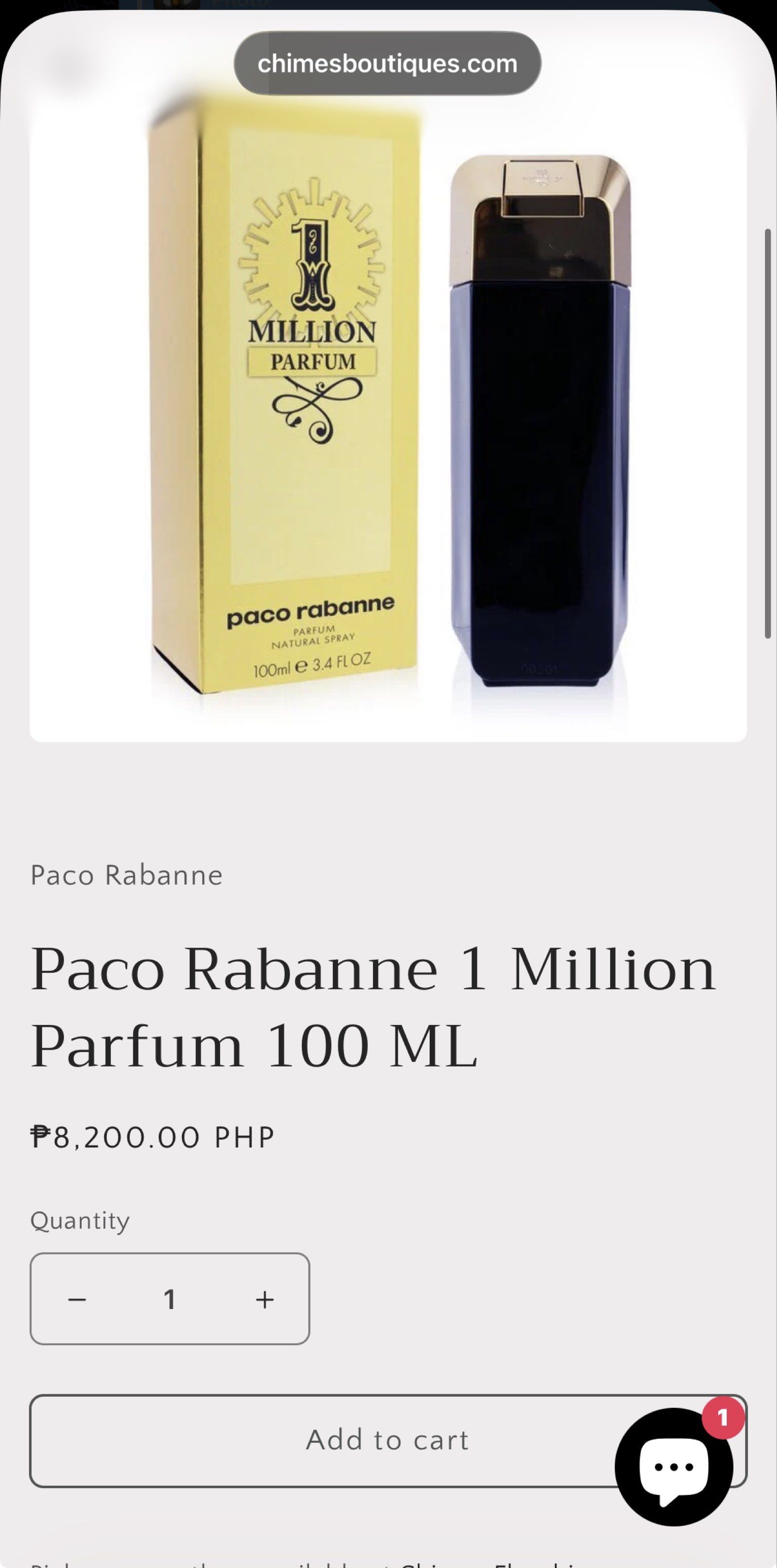 Paco Rabanne 1 Million Parfum 100ml (Category: Fragrance & Deodorants) located in Caloocan City. Submitted by lantorus (Listing ID 1417998826, Image 3). Description: Selling Paco Rabanne One Million Parfum (100ml) — approximately 85% full. Bought in the Philippines about 2 years ago, lightly used over the past year. I enjoyed the scent, but it no longer suits me. This is the Parfum version (not EDT), richer and longer-lasting than the original On