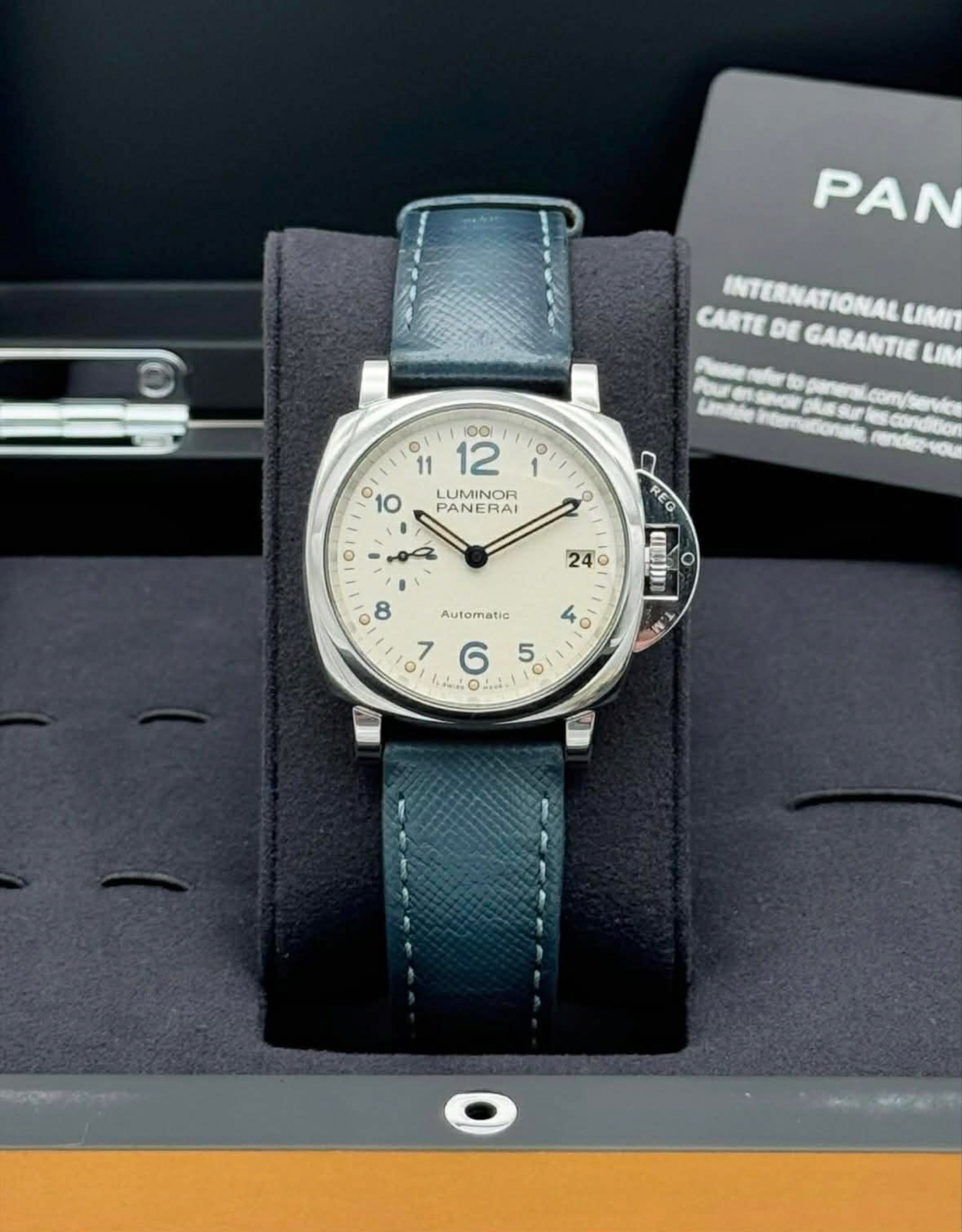 Panerai Luminor Due 38mm Ivory Arabic (Category: Luxury Watches) located in Quezon City. Submitted by mattyyyyyyy (Listing ID 1417916264, Image 1). Description: Fullset Panerai Luminor Due 38mm Ivory Arabic PAM00903 2019 Price 388K Reference PAM00903 Size 38mm Dated 2019 Complete/Fullset - Box, Booklets, Papers, Card.