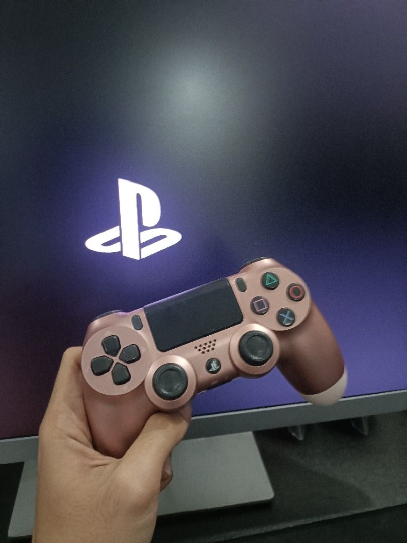 PlayStation 4 Slim Console with Two Controllers (Category: PlayStation) located in San Mateo. Submitted by yoisho (Listing ID 1417922750, Image 2). Description: PlayStation 4 Slim 500gb console (black) Games: Days Gone Monster Hunter: World - Includes two controllers: - One black controller - One rose gold controller - Dobe Ps4 Slim Stand Pickup or Meetup Issue: may ghost click sa PS button ng controller Prefer Pickup para ma test! .