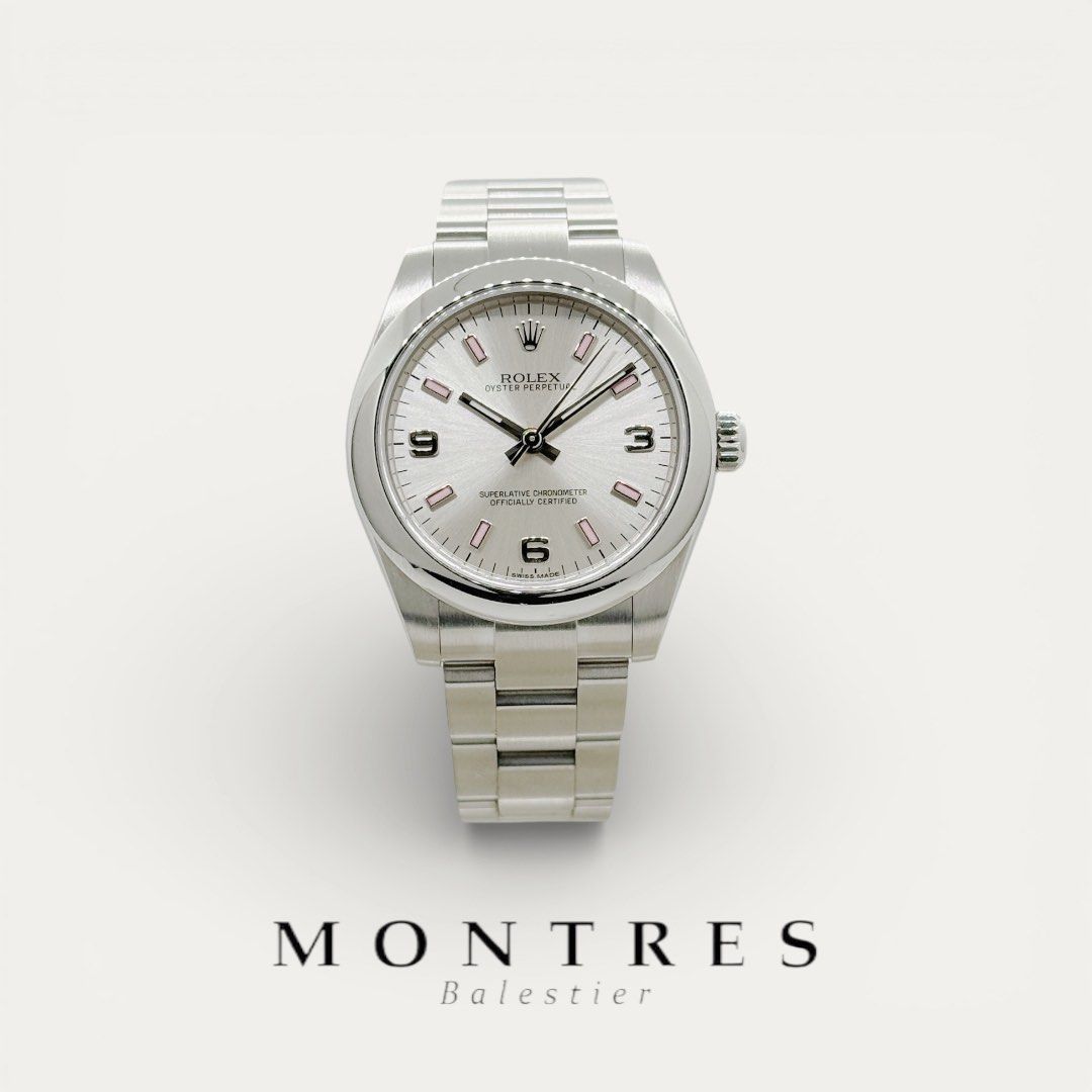 Pre-owned Rolex 31MM Oyster Perpetual 177200 Silver Arabic Dial (AN)(2017) (Category: Watches) located in Singapore. Submitted by montresbalestier (Listing ID 1417853081, Image 1). Description: Please follow us for updates on our latest watches! Brand: Rolex Model: Oyster Perpetual Reference: 177200 Size: 31MM Material: Stainless Steel Dial: Silver Arabic Condition: like new , watch and cert , with tag Warranty: Dated AN Series , December 2017 (c