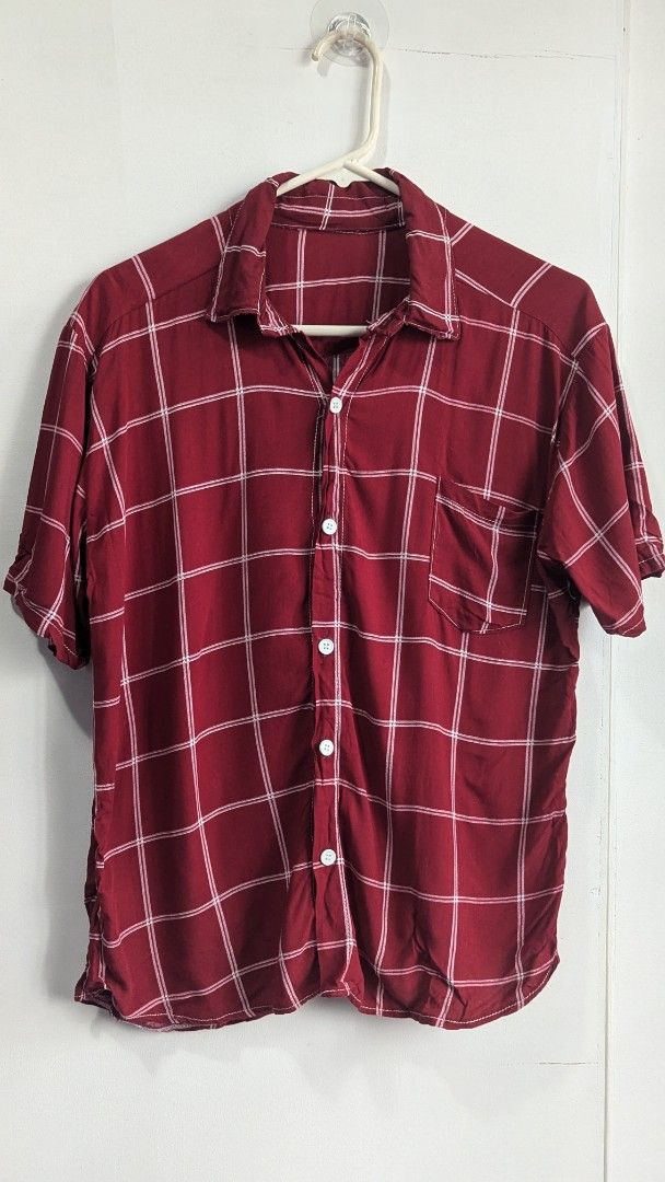 Red Plaid Short Sleeve Shirt (Category: Shirts) located in Marikina City. Submitted by mlektea (Listing ID 1417861044, Image 2). Description: - Classic red and white plaid pattern - Short-sleeved - Collared neckline - Single chest pocket - Button-down front - Lightweight fabric - Versatile style - Fits S-L frame. I am Medium frame and I wore this oversized .