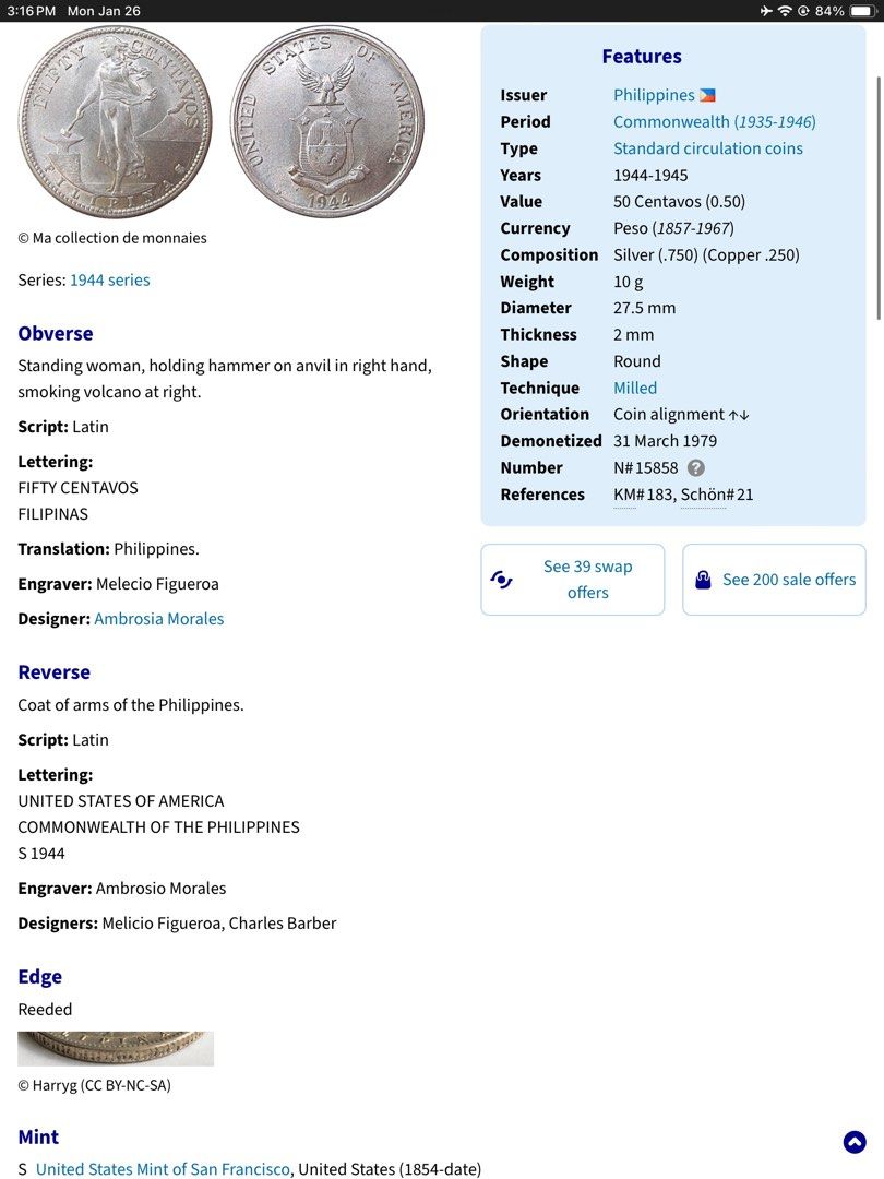 Silver Coin Bouillon (Category: Currency) located in Tarlac. Submitted by vectorreyes (Listing ID 1417885074, Image 2). Description: US PH silver coin 50c 1945 10g See details on pictures .