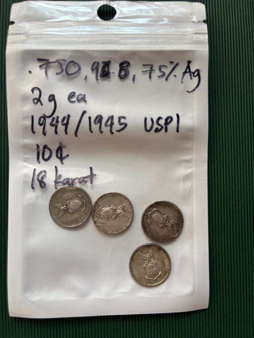 Silver Coin USPI (Category: Currency) located in Tarlac. Submitted by vectorreyes (Listing ID 1417885878, Image 3). Description: Price for each 1,840 take all 4pcs 2pcs 1945 2pcs 1944 Silver coin US Mint See details of the photo.