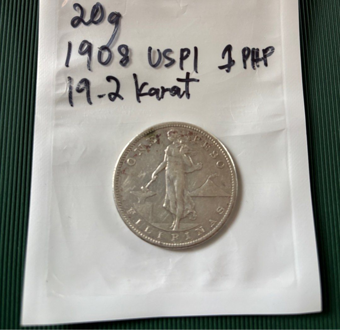 Silver Coin USPI 1peso (Category: Currency) located in Tarlac. Submitted by vectorreyes (Listing ID 1417884293, Image 3). Description: US Philippines 1 peso 1908 Silver Coin See details on the pic 20g.