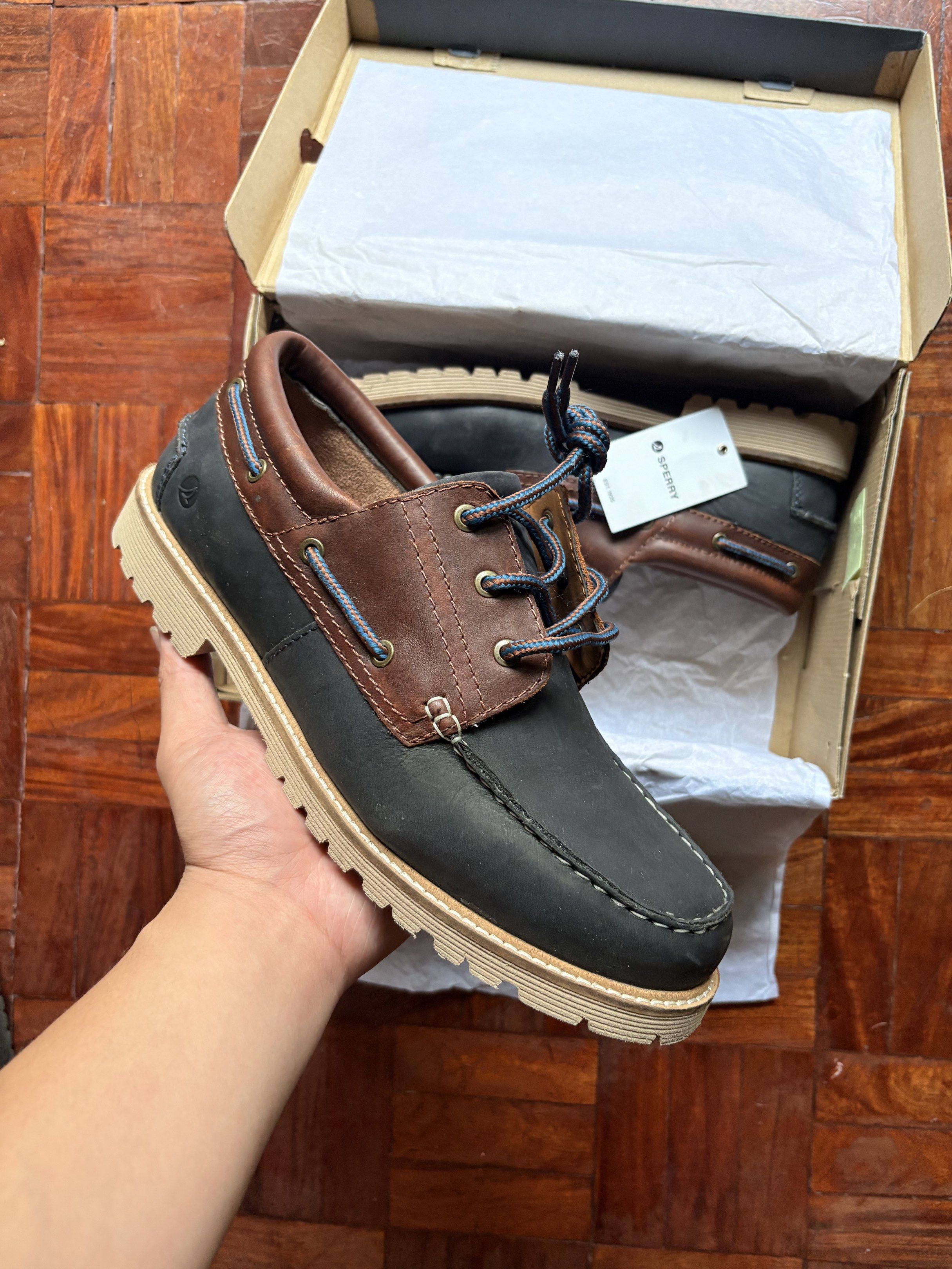 Sperry Houston Boat Shoes - Navy (Category: Casual Shoes) located in Manila. Submitted by devilfruituser (Listing ID 1417922928, Image 2). Description: Sperry Houston Used once only Complete with box and tag Size 12 Purchased in December 2025. San Juan City, Metro Manila area.