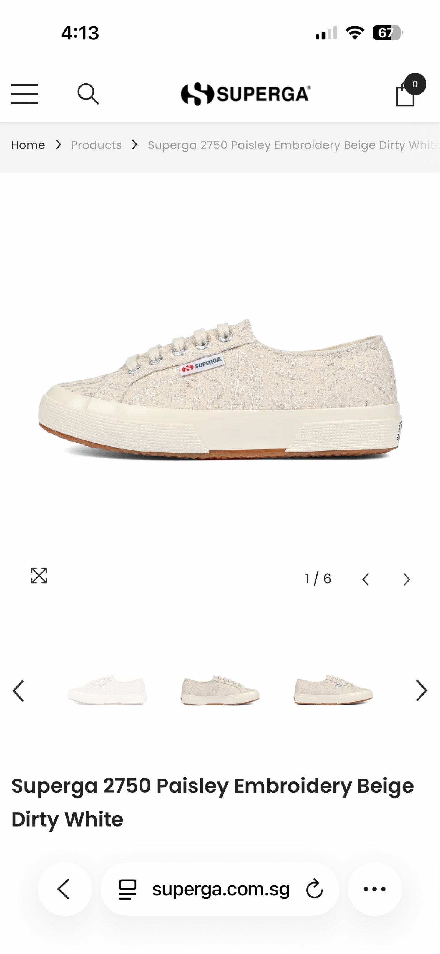 Superga 2750 Paisley Embroidery Beige Dirty White (Category: Sneakers) located in Singapore. Submitted by mutawadi.sg (Listing ID 1417893835, Image 1). Description: - Brand new Superga 2750 Paisley Embroidery sneakers - Color: Beige Dirty White - Size: US W 7.5 / EUR 38 - Comes with original box - Made in Vietnam - Never worn, perfect condition - Stylish and comfortable for everyday wear Original price $129, selling at $50 only Self collect at 12