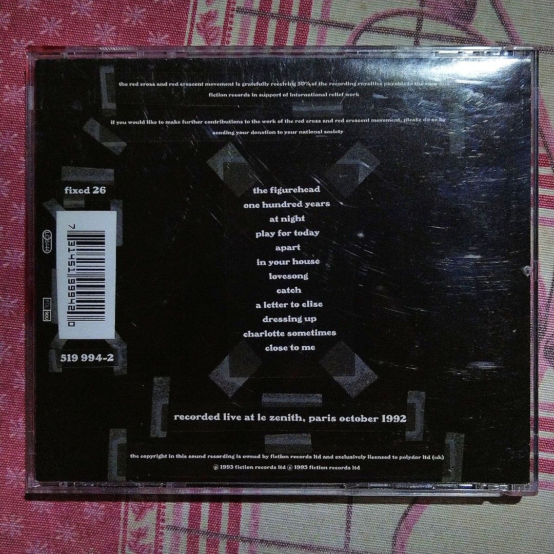 The Cure - Paris Live CD Album (Category: CDs & DVDs) located in Taguig. Submitted by znarfscriber (Listing ID 1417978117, Image 2). Description: The Cure Paris Live CD Album Made In The EU Fiction Records 1993 Cover: EX Media: NM RFS: Decluttering / Need Funds.