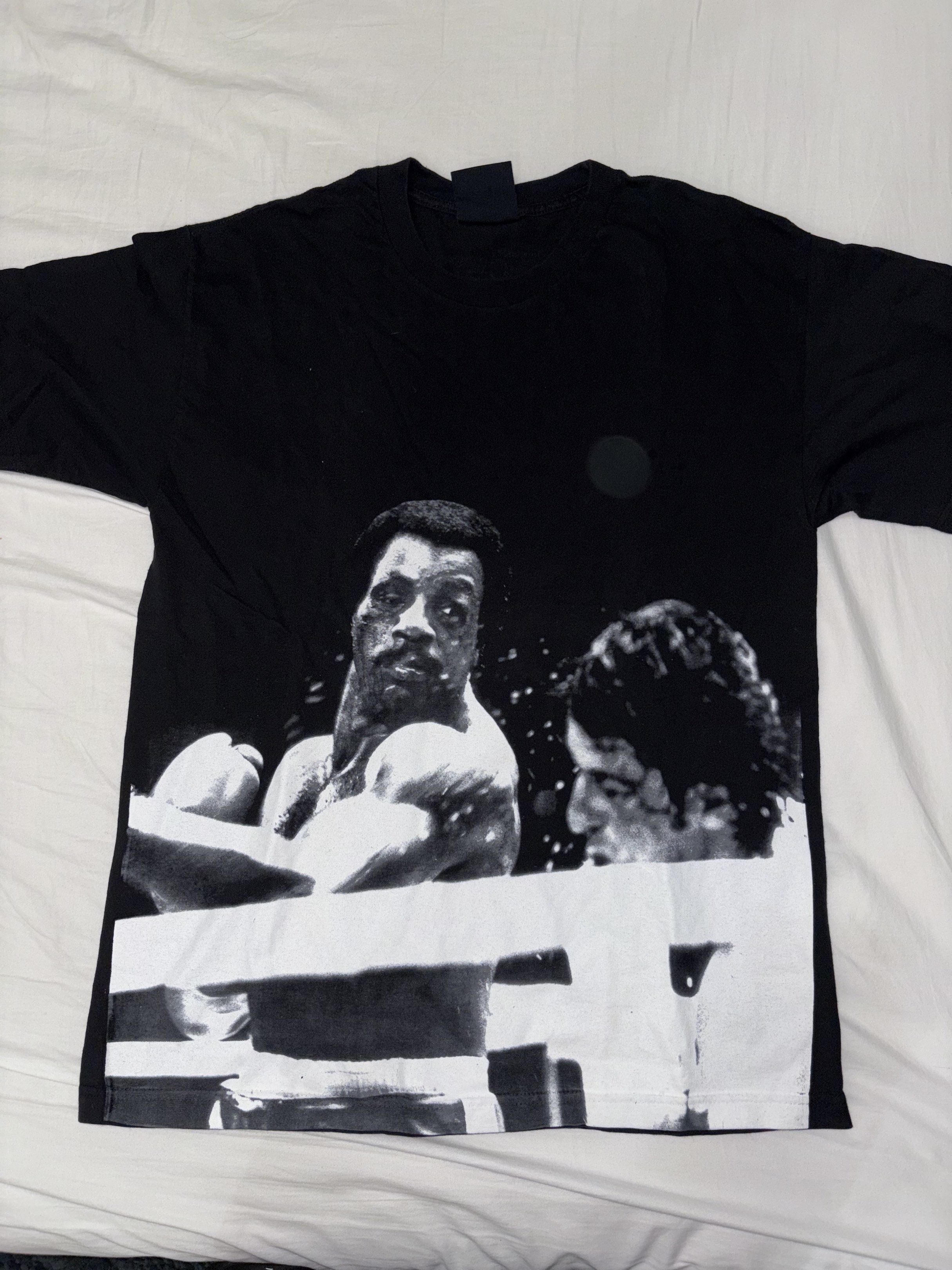 The Hundreds Rocky T-shirt (Category: Tshirts & Polo Shirts ) located in Taguig. Submitted by homieplugph (Listing ID 1417994655, Image 1). Description: - The Hundreds Rocky T-shirt - Size: Large - Color: Black - Design: Black and white boxing scene - Style: Crew neck, short sleeves - Authentic.