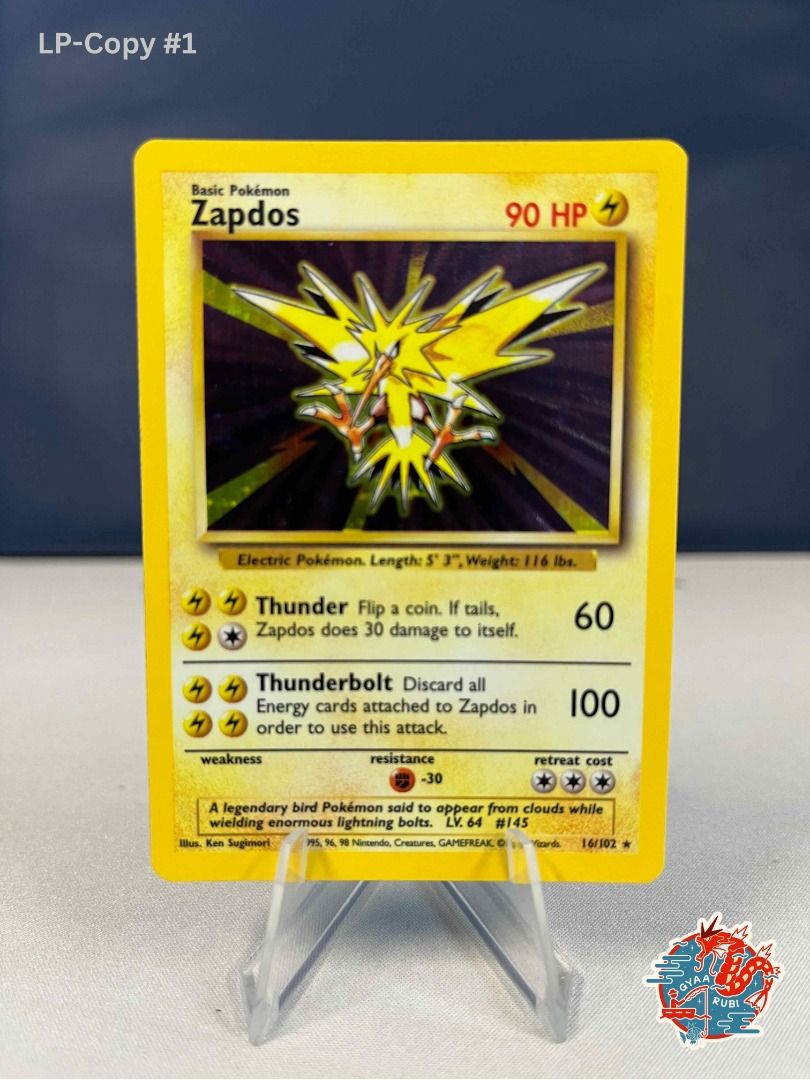 Zapdos – Base Set Holo – 15/102 – Lightly Played (LP) Copy #1 – Vintage ...