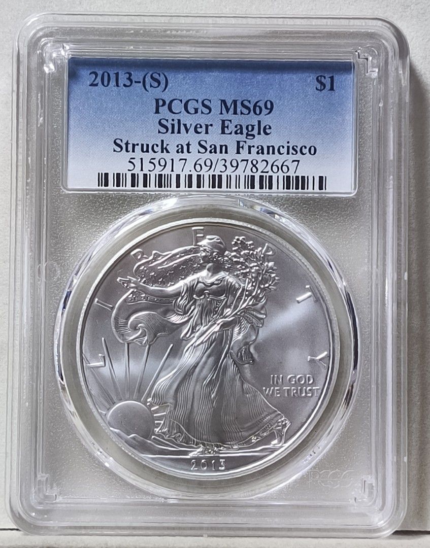 2013 silver eagle 1 oz.999 fine silver (Category: Currency) located in Taguig. Submitted by ezekiel103 (Listing ID 1418125989, Image 1). Description: 2013 silver eagle 1oz .999 fine silver pcgs slab MS-69 high grade 12,500 nalang.