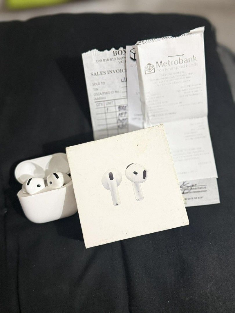 Apple AirPods 4th Gen (Category: Earphones) located in Manila. Submitted by bravewater_11b324 (Listing ID 1418061407, Image 3). Description: - Apple AirPods 3rd Generation - Includes charging case - Comes with the original box - Receipt included - Color: White - Original Price: ₱8,490.00.