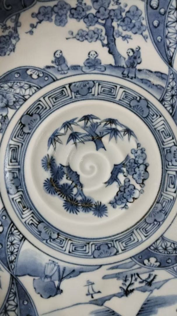 Arita ware, Rinsai pine, bamboo and plum blossom pattern plate (22 cm ...