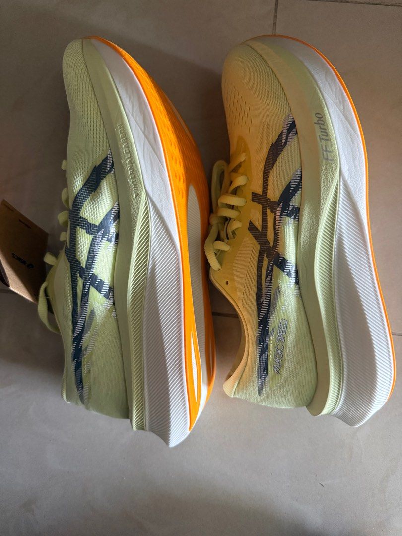 ASICS Magic Speed FF Turbo Running Shoes - Brand New (Category: Sneakers) located in Singapore. Submitted by lee70 (Listing ID 1418122286, Image 3). Description: - Brand new ASICS Magic Speed FF Turbo running shoes - US Size: 9 - EUR Size: 42.5 - Colour: Yellow - Condition: Never worn, with original tags - Designed for speed and comfort - No Box .