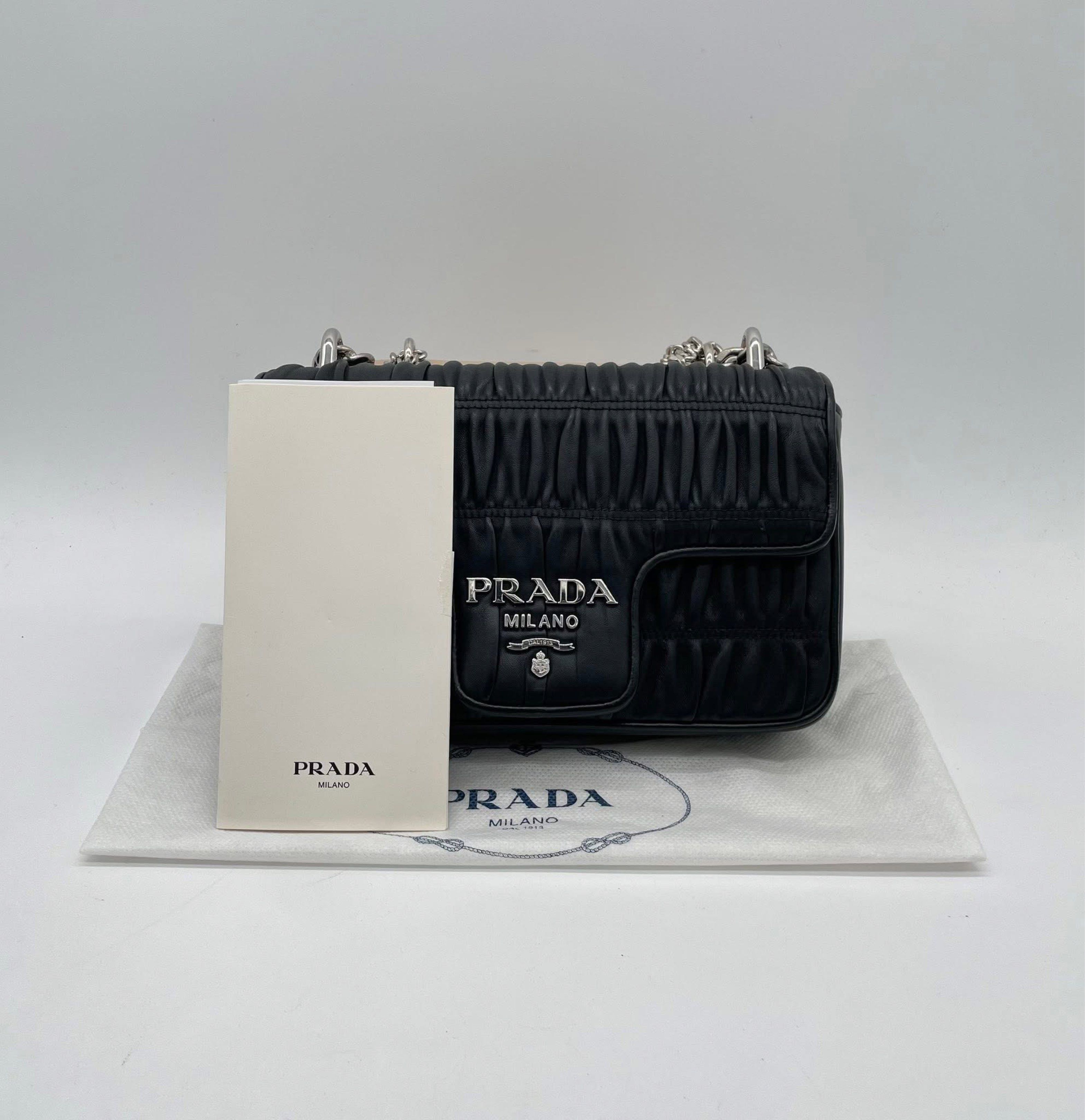 Authentic Prada Nappa Goufre Shoulder Bag (Category: Luxury Bags & Wallets) located in Quezon City. Submitted by jhaediah (Listing ID 1381151932, Image 2). Description: Nappa Goufre Shoulder Bag ✨ 1-27 Authentic | Rank A+ Condition. Inclusion : Dust Bag, Booklet, Original Receipt, Certificate of Invoice, RFID and Authenticity Card .