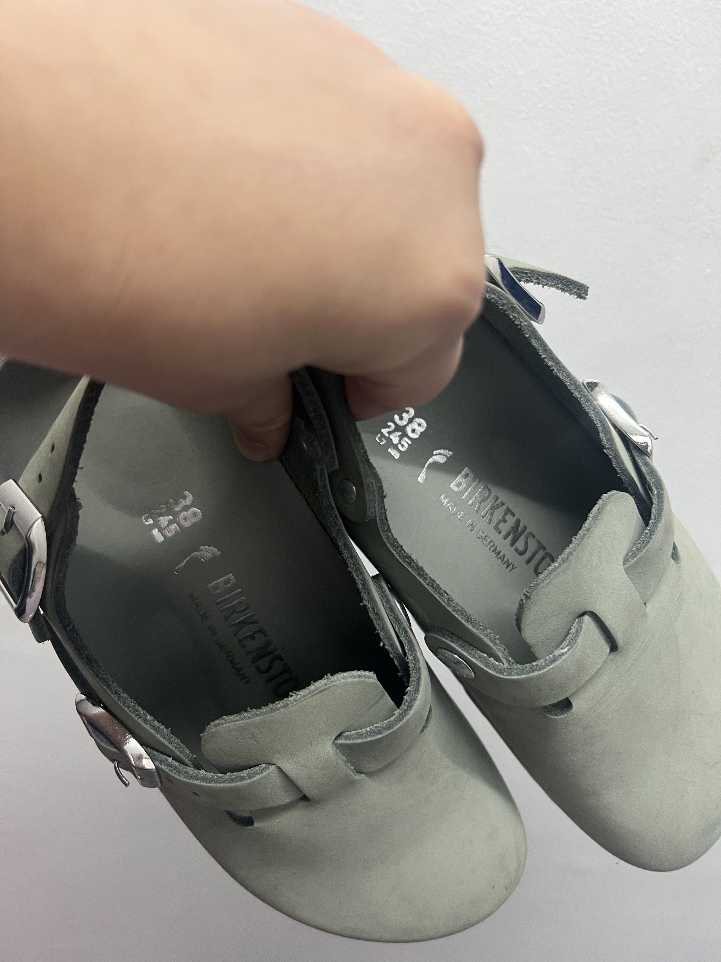 Birkenstock Boston Clogs Size 38 (Category: Slippers and slides) located in Manila. Submitted by lat0821 (Listing ID 1418019472, Image 2). Description: - Authentic Birkenstock Boston clogs - Color: Muted Green - Size: 38 or 24.5cm - Features adjustable straps with silver buckles - Contoured footbed for comfort - Made in Germany - Classic Birkenstock tread pattern - Stylish and comfortable -slightly used inside our office.