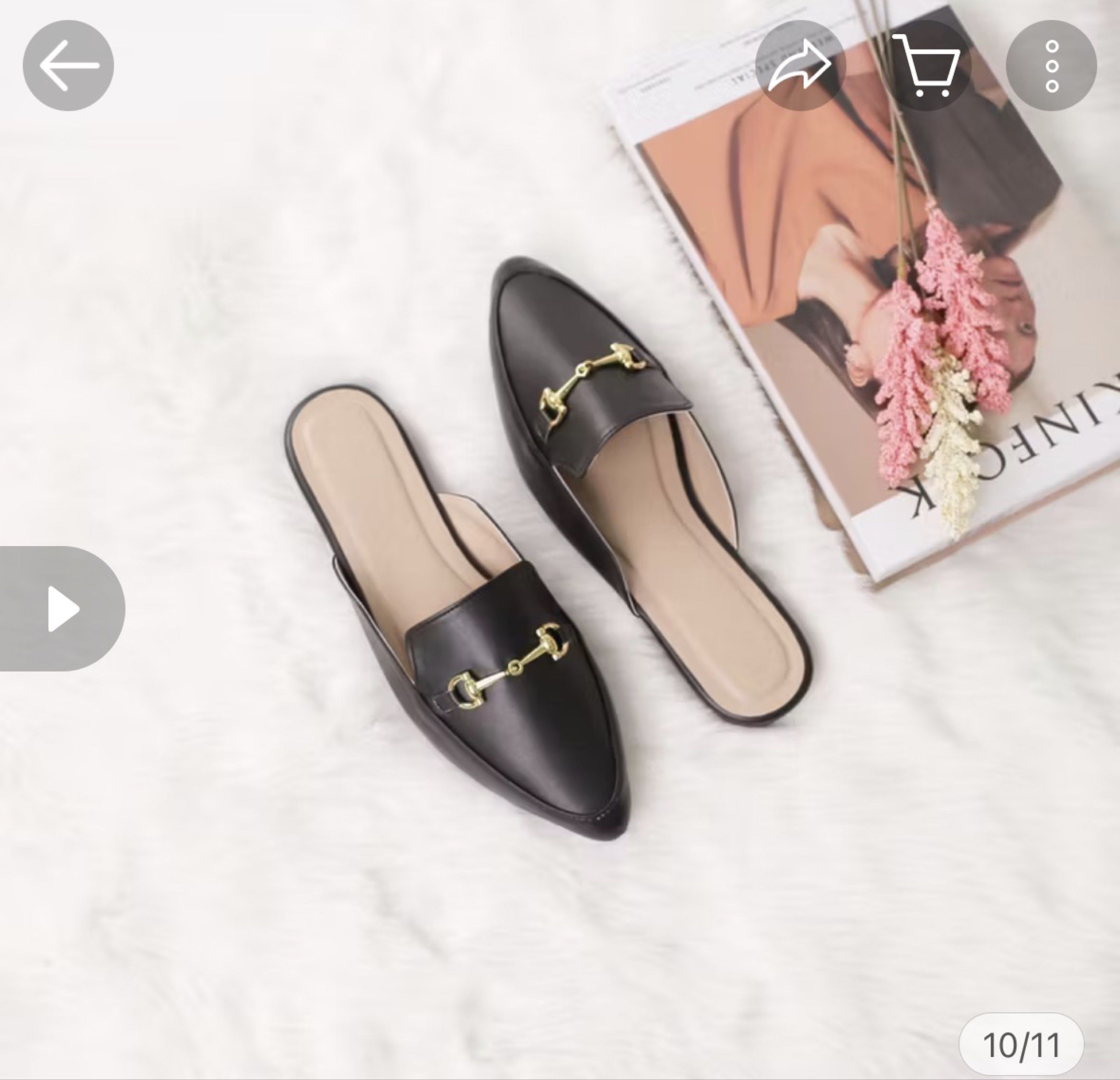 Black Mules with Gold Detail (Category: Flats & Sandals) located in Manila. Submitted by helzn (Listing ID 1418136123, Image 1). Description: Bought a few years ago but never worn, need lang punasan since may dust pero super good condition!.