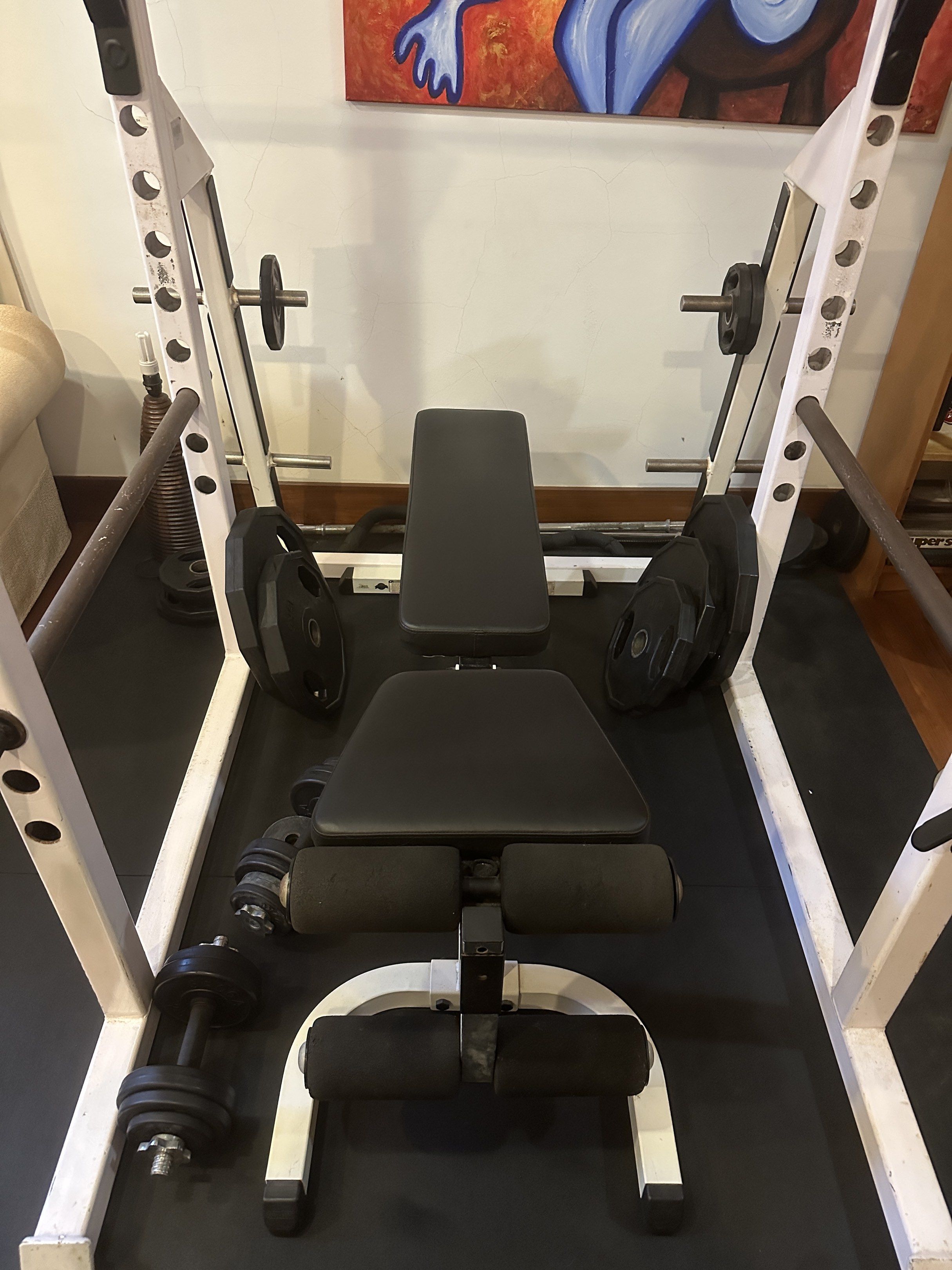 Body Masters Power Rack with Body Solid Bench and Weights, Sports ...