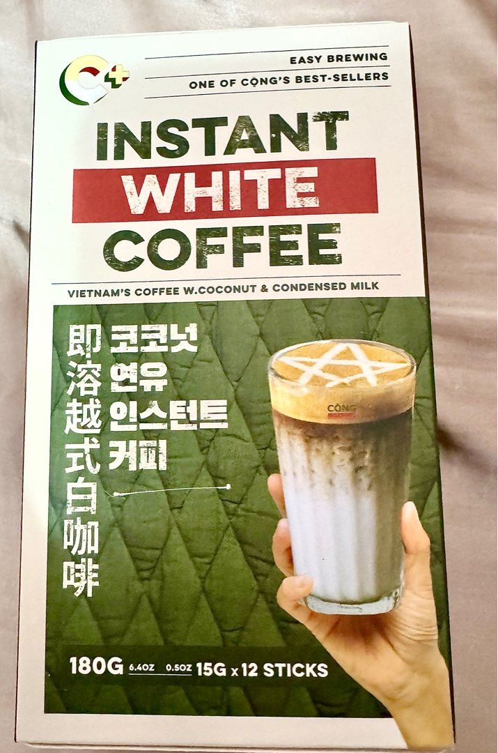 Cong Caphe Instant White Coffee 12sticks 180g (Category: Beverages) located in Manila. Submitted by peoniesandviolets (Listing ID 1418177485, Image 1). Description: Mfg : Nov 6, 2025 Expiry: 18months from Mfg date ( May 6, 2027).