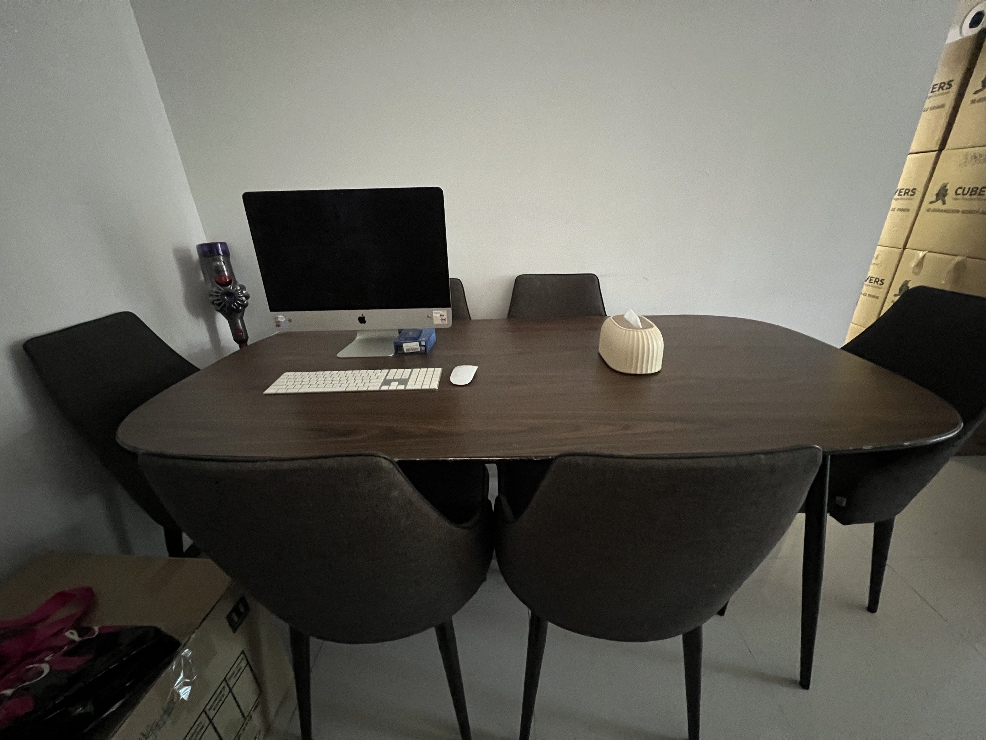 Dining Table (Category: Tables & Sets) located in Singapore. Submitted by shalabhsaxena04 (Listing ID 1418020003, Image 3). Description: Size 180x90 cm Elegant Dark Wood Dining Table – Modern & Spacious Beautiful modern dining table with a rich dark wood finish that adds a warm, elegant touch to any dining or work space. The table has a smooth surface and a generous size, making it ideal for family meals, entertaining guests, or even as a stylish