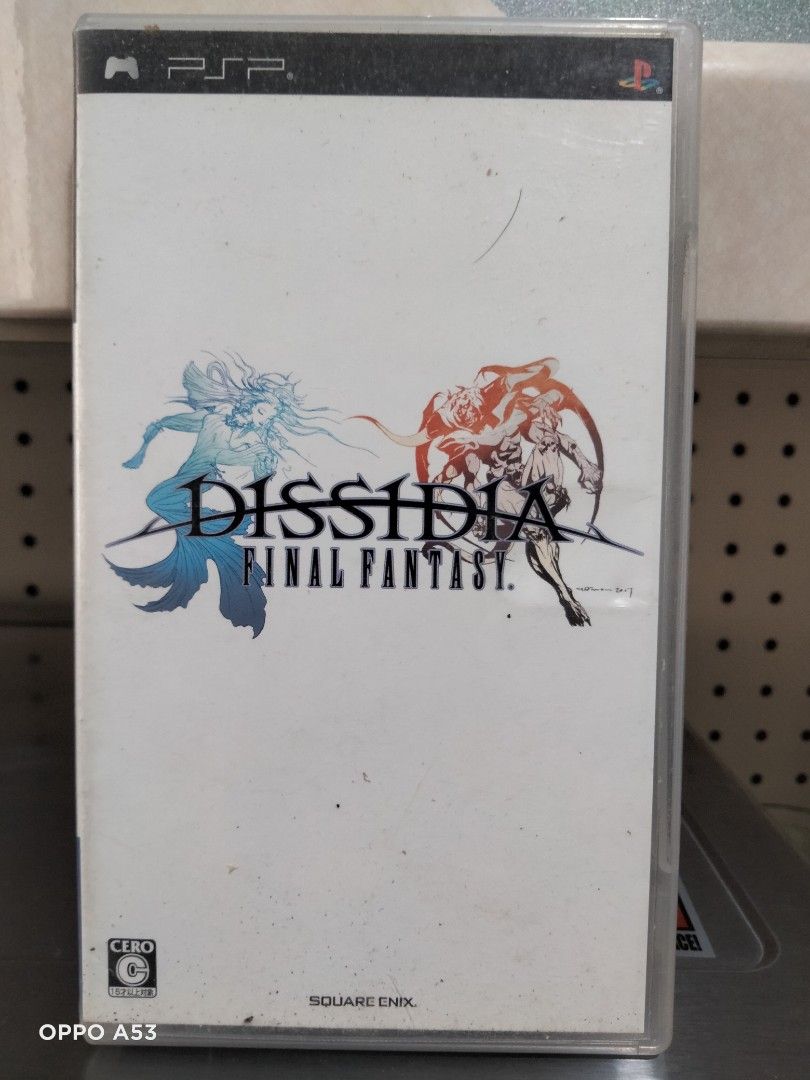 Dissidia Final Fantasy PSP Game (Category: PlayStation) located in Carmona. Submitted by rpute (Listing ID 1418019773, Image 1). Description: - Dissidia Final Fantasy for PSP - Includes game cartridge and manual - Original case included - Case back features Japanese text and character images - CERO C rating - Made by Square Enix.