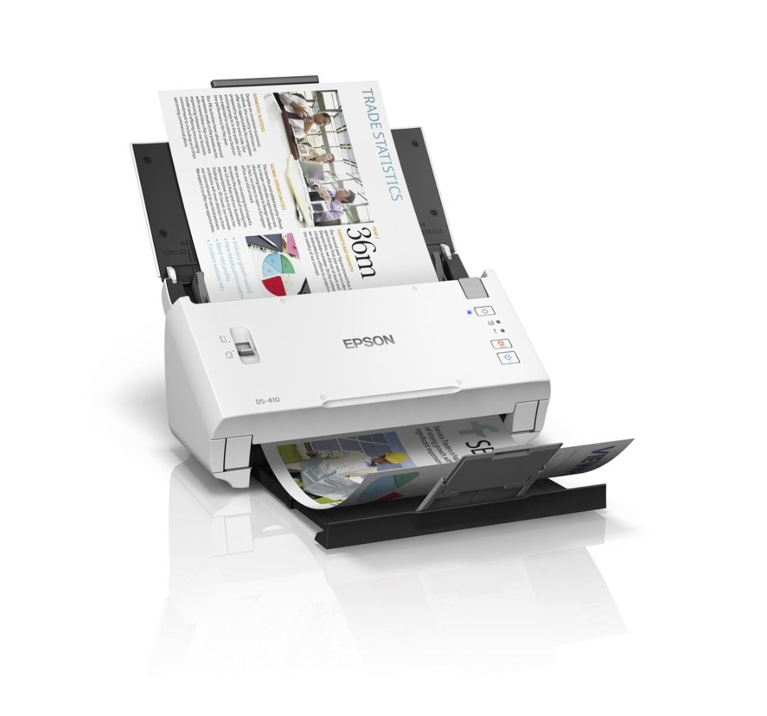 Epson WorkForce DS-410 Document Scanner (Category: Printers, Scanners & Copiers) located in Quezon City. Submitted by ramilsantos18 (Listing ID 1418069008, Image 2). Description: Epson WorkForce DS-410 Sheet-fed Document Scanner - 22,095 ‼️‼️ SCAN, EDIT, SAVE. IT'S THAT EASY. Take your business productivity and efficiency to the next level with Epson WorkForce DS-410 scanner. Featuring a built-in Automatic Document Feeder, this compact scanner ca