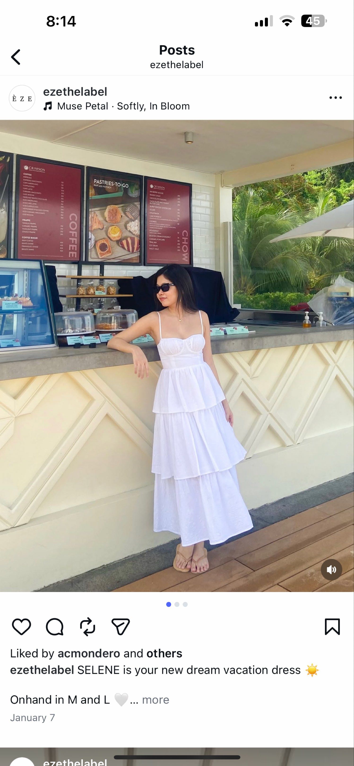 EZE dress from Instagram (Category: Dresses) located in Quezon City. Submitted by cheverloo (Listing ID 1418013725, Image 1). Description: Selling this brand new super pretty dress.! Rfs: Hindi kasya! Bought this for 4150 (plus 200 sf)on ig. Suotin ko sana sa binyag ng anak ko kaso sabi ng asawa ko d daw appropriate haha!! Selling this for 3000. Kung taga QC ka sige ifree shipping ko nalang. Wag mo ng baratin dahil maganda tlaga ang tela di pa ya