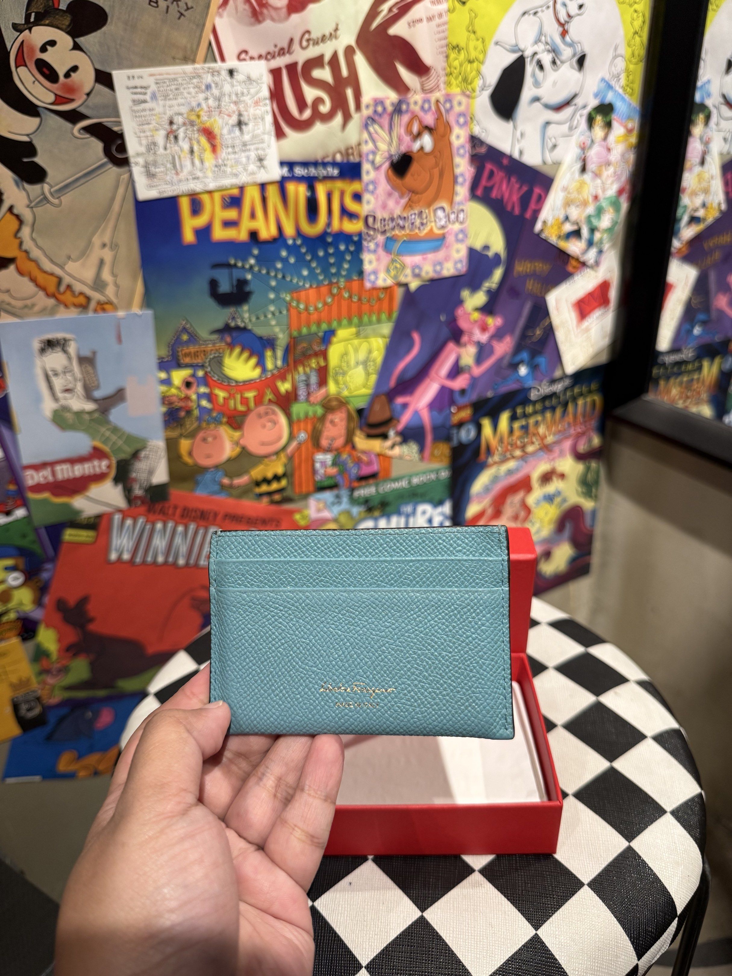 Ferragamo Card Holder (Category: Luxury Bags & Wallets) located in Cebu City. Submitted by conyosh (Listing ID 1418079619, Image 2). Description: - Authentic Ferragamo card holder - Beautiful teal color - Features the iconic gold Gancini logo - Comes with original red box - Perfect for cards and bills - Stylish and compact.