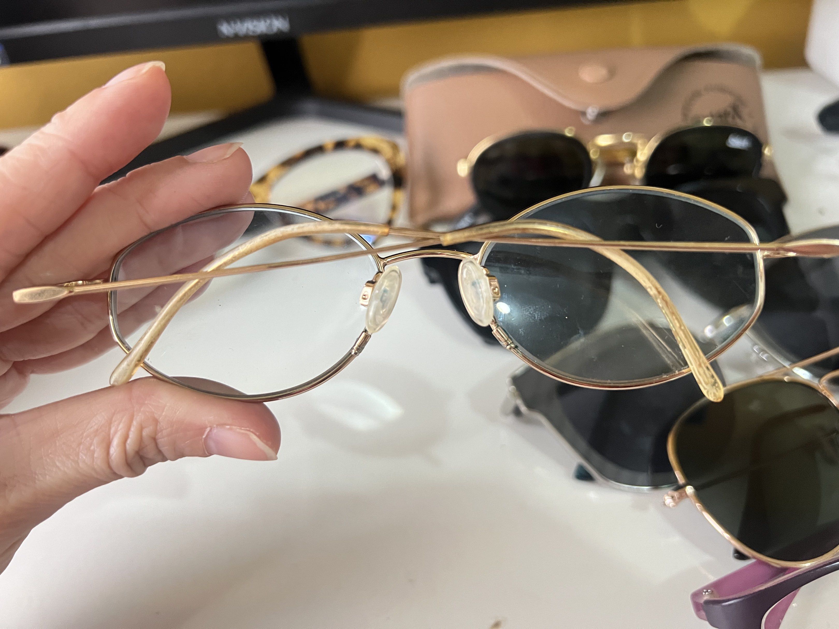 Gold Rimmed Eyeglasses (Category: Sunglasses & Eyewear) located in Quezon City. Submitted by bubspreloved (Listing ID 1418079879, Image 3). Description: - Gold-rimmed eyeglasses - Oval shape - Clear lenses - Comfortable nose pads - Gold arms - Stylish accessory.