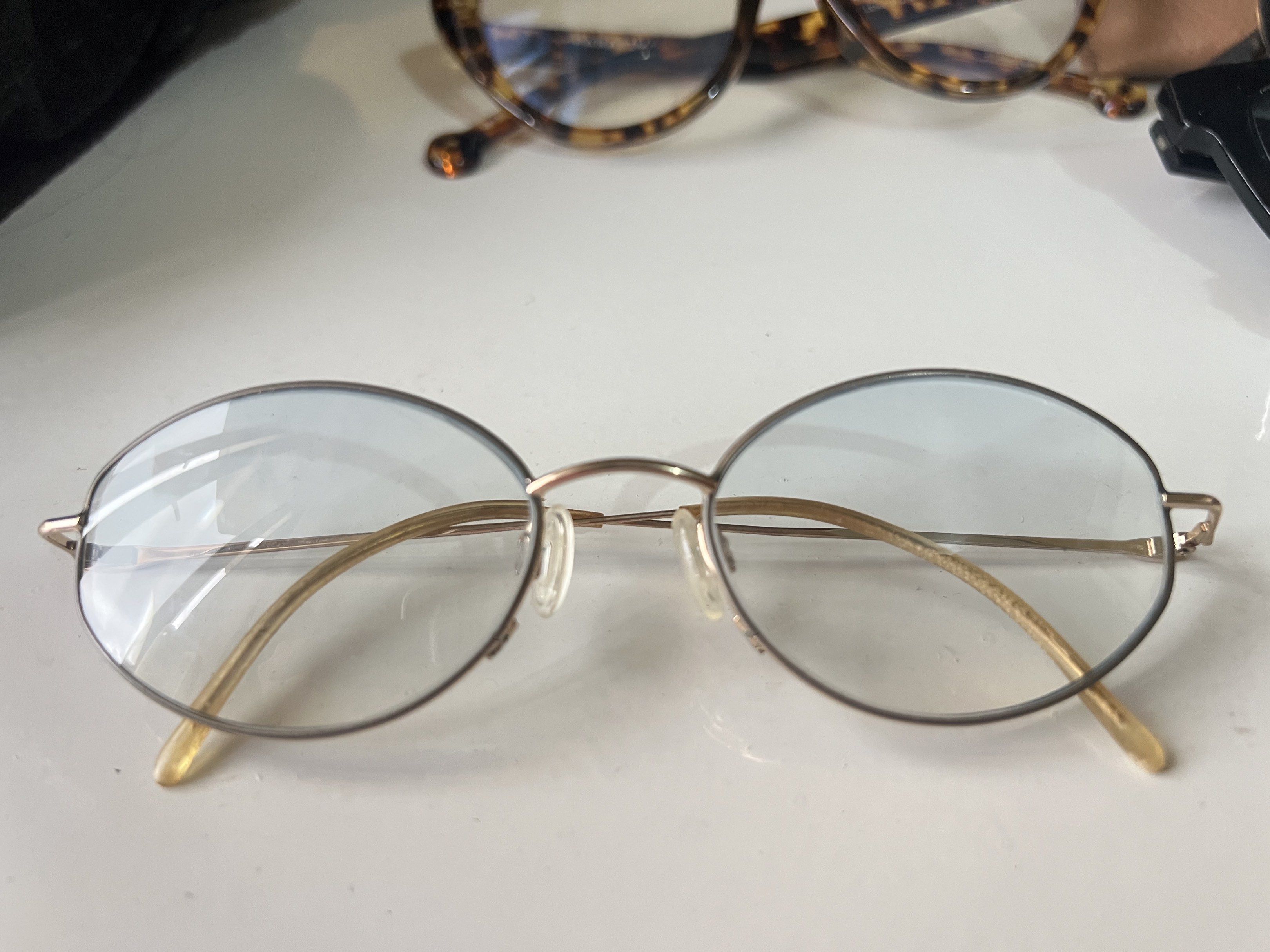 Gold Rimmed Eyeglasses (Category: Sunglasses & Eyewear) located in Quezon City. Submitted by bubspreloved (Listing ID 1418079879, Image 1). Description: - Gold-rimmed eyeglasses - Oval shape - Clear lenses - Comfortable nose pads - Gold arms - Stylish accessory.