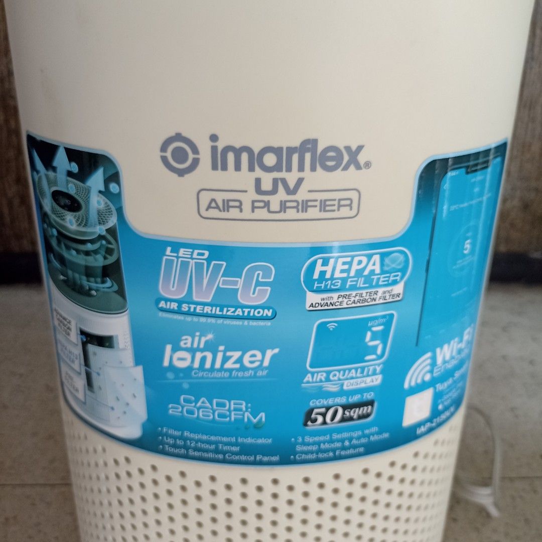 Imarflex UV Air Purifier (IAP-2150UV) (Category: Air Purifiers & Dehumidifiers) located in Calamba. Submitted by maryann.castillo (Listing ID 1418077533, Image 2). Description: Used but still in great working condition. No issues. No box, just the unit itself. Brand New price is P12,100. Selling for only P5000. Asking price: P5000 Item Location is Calamba, Laguna. Meetup: SM Calamba or pickup at my place. MOD: Lalamove Specs: - UV Air purifier - 
