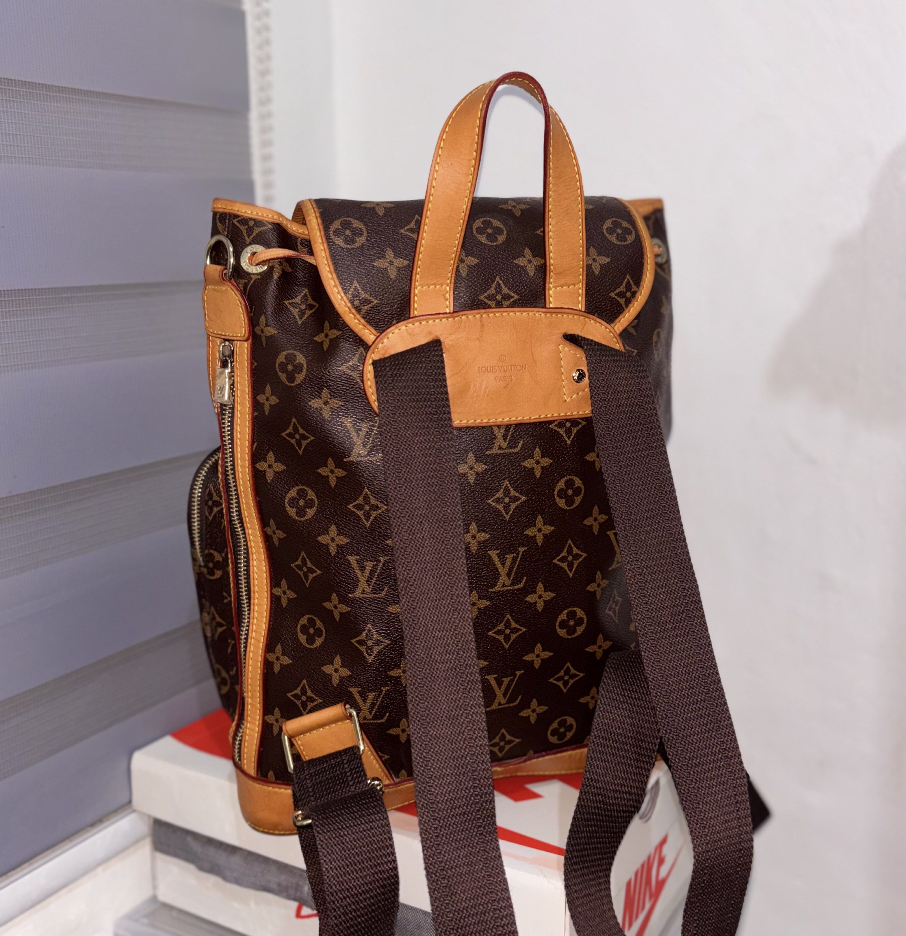 Louis Vuitton Monogram Backpack (Category: Luxury Bags & Wallets) located in Bago City. Submitted by christiaaan0515 (Listing ID 1418194143, Image 3). Description: LOUIS VUITTON BACKPACK MONOGRAM Messurements Height 15 Width 14 Excellent condition.