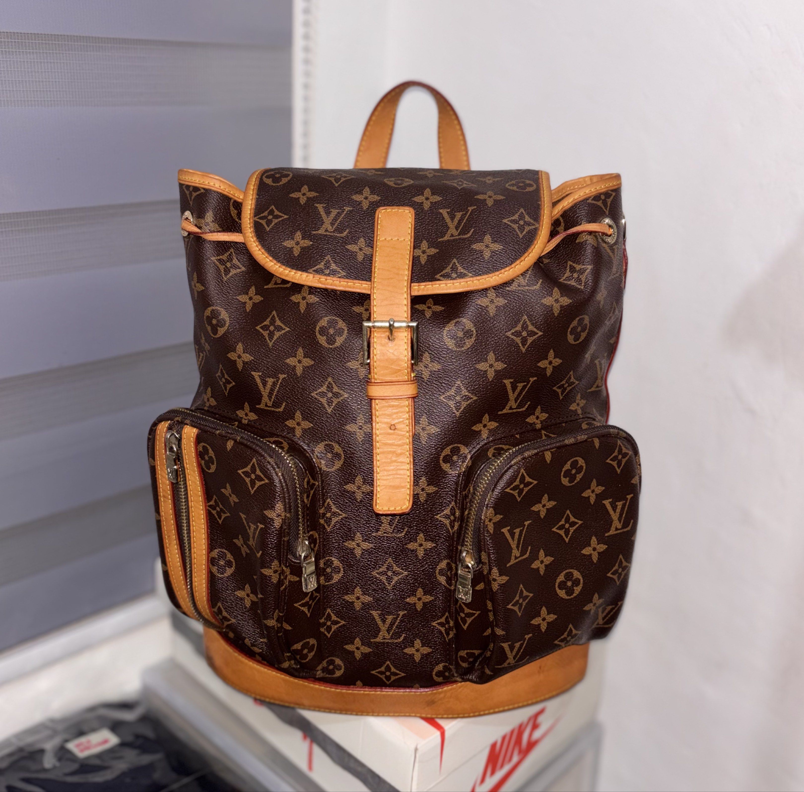 Louis Vuitton Monogram Backpack (Category: Luxury Bags & Wallets) located in Bago City. Submitted by christiaaan0515 (Listing ID 1418194143, Image 2). Description: LOUIS VUITTON BACKPACK MONOGRAM Messurements Height 15 Width 14 Excellent condition.