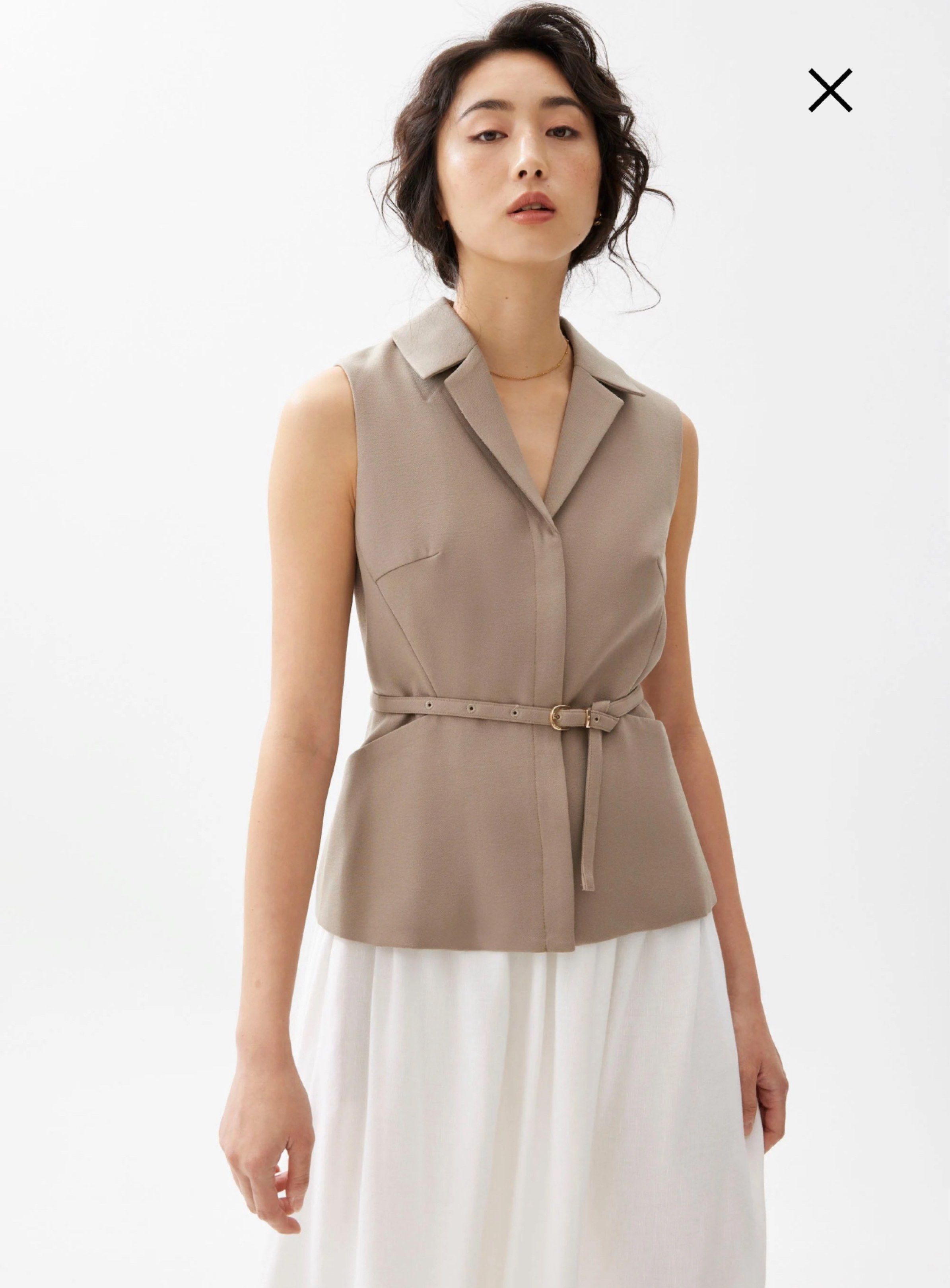Love Bonito Ling Belted Tailored Vest NEW (Category: Blouses) located in Cavite. Submitted by shopizzy (Listing ID 1418190607, Image 1). Description: Brand New, still with tags Size: XS Color: Clay RFS: Extra Payment: GCASH / BPI Shipping: JNT or Buyer to book own delivery .