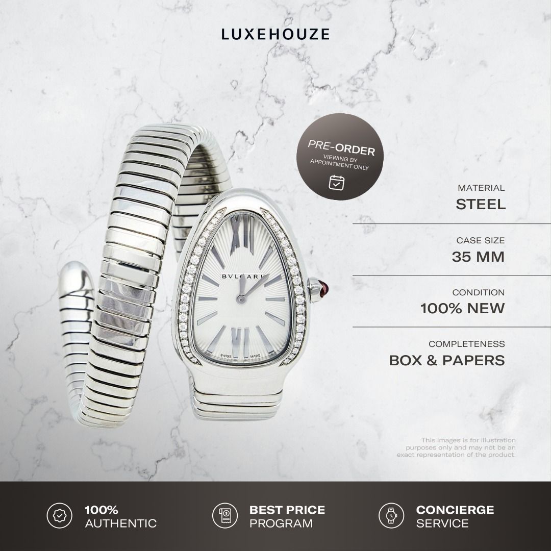 New Jan 2026 Bulgari Serpenti Tubogas Watch 101816 Silver (Category: Watches) located in Singapore. Submitted by luxehouze (Listing ID 1417274070, Image 1). Description: READY FOR EXTRA DEALS? Join our Community for special offers and latest arrivals! //bit.ly/LHWatchesSG Luxehouze is your trusted marketplace to buy and sell luxury goods. Luxehouze SG Pte Ltd is a licensed luxury goods marketplace and regulated dealer. WHY US? 100% Authentic with