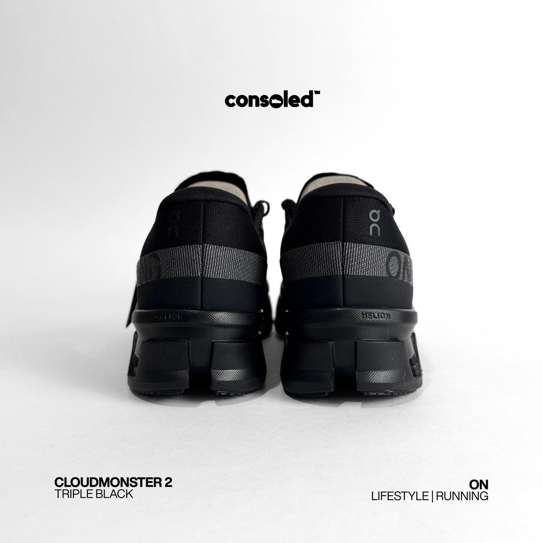 ON Cloudmonster 2 'Triple Black' (US M 10.5/11) (Category: Sneakers) located in Taguig. Submitted by consoledph_ (Listing ID 1418201365, Image 3). Description: FOR SALE On Cloudmonster 2 'Triple Black' US MEN Size 10.5 / 11 Brand New | Onhand | Complete w/ Box PHP 9495 Original photos posted. Meet-up or shipping available. Message here on Carousell for inquiries..