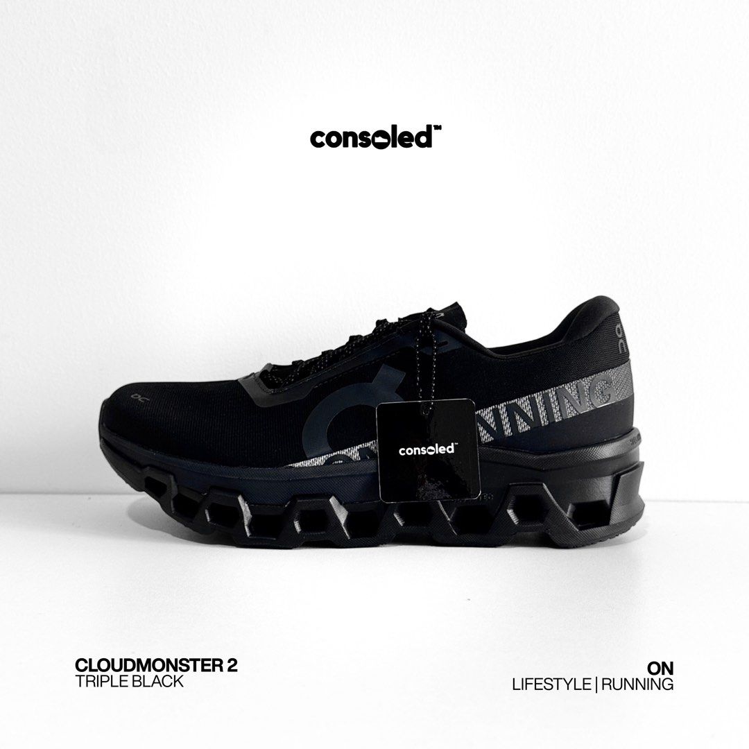 ON Cloudmonster 2 'Triple Black' (US M 10.5/11) (Category: Sneakers) located in Taguig. Submitted by consoledph_ (Listing ID 1418201365, Image 1). Description: FOR SALE On Cloudmonster 2 'Triple Black' US MEN Size 10.5 / 11 Brand New | Onhand | Complete w/ Box PHP 9495 Original photos posted. Meet-up or shipping available. Message here on Carousell for inquiries..