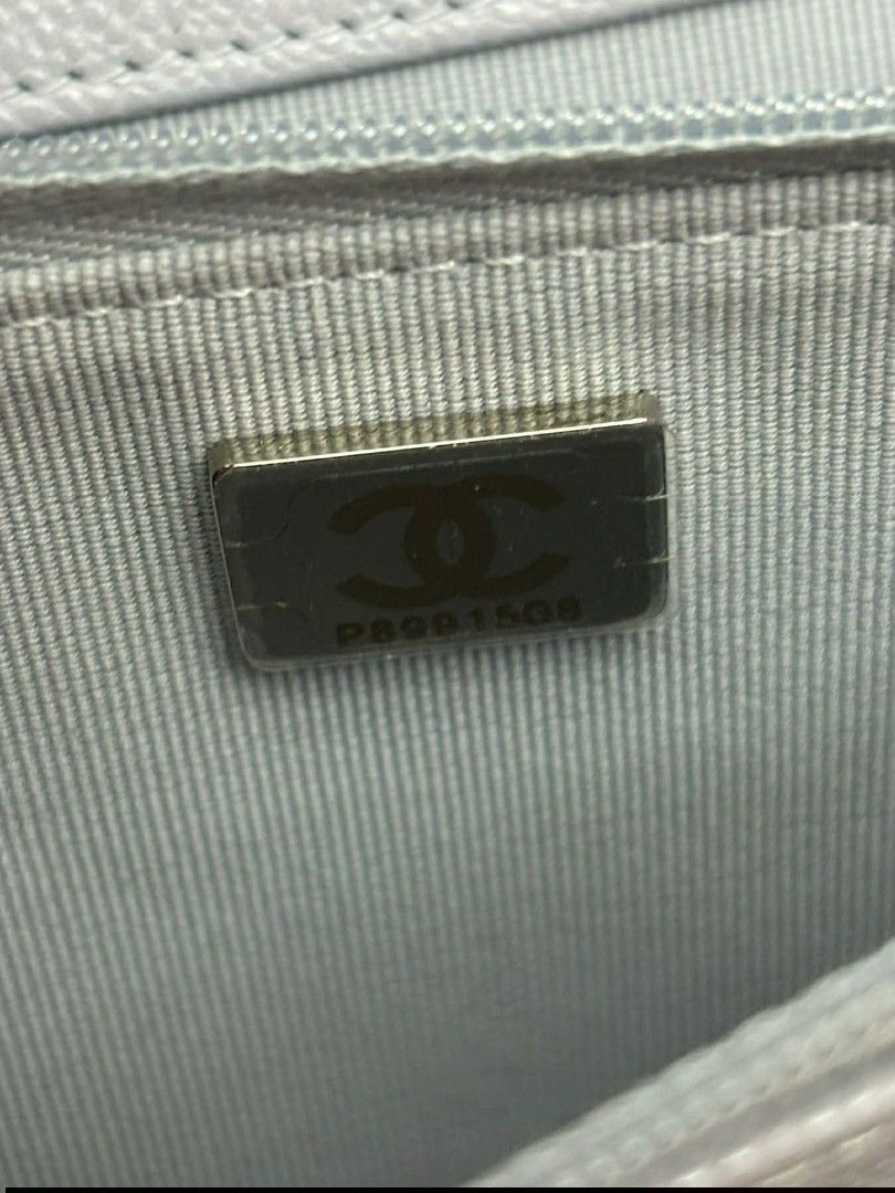 Original Chanel Wallet on Chain (Category: Luxury Bags & Wallets) located in Norzagaray. Submitted by roseannjoy29800 (Listing ID 1418032238, Image 3). Description: - Authentic Chanel Wallet on Chain - Light purple color - Classic quilted design - Silver chain strap - Interior with zippered compartment and card slots - Serial number visible - Includes original box and dust bag with receipt.