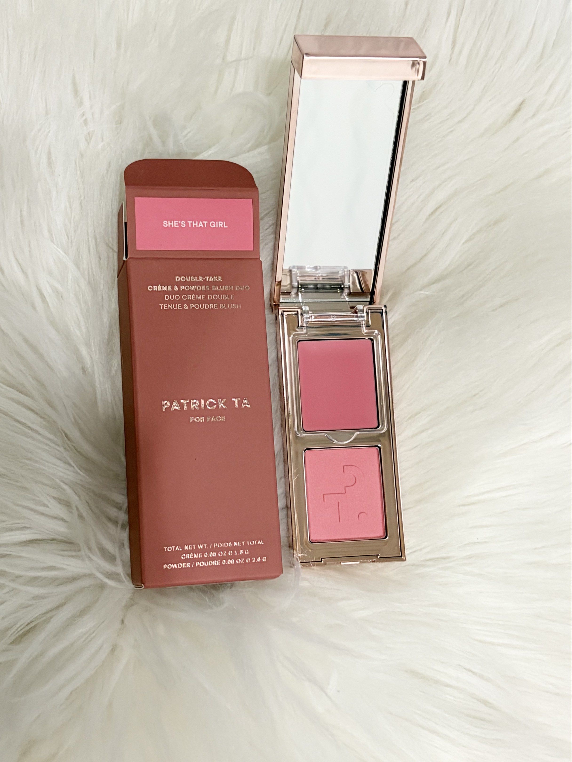 PATRICK TA DOUBLE TAKE CREAM POWDER BLUSH DUO (Category: Makeup) located in San Juan City. Submitted by cashfrancefashioncosmetics_ph (Listing ID 1418205224, Image 1). Description: PATRICK TA DOUBLE TAKE CREAM POWDER BLUSH DUO Shade: shes that girl She goes to the gym Creme 1.6g Powder 2.6g .