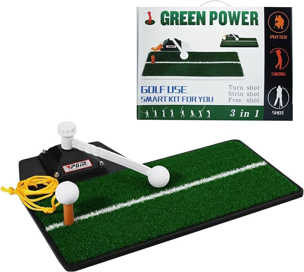 PGM HL001 3in1 Golf Swing Mat 47*34cm (Category: Golf) located in Quezon City. Submitted by whizdepot (Listing ID 1418037234, Image 2). Description: The PGM HL001 golf swing mat is a compact, durable training aid designed for practicing various golf shots (wood, iron, chip, putter) at home, in the office, or outdoors. It features a multi-turf design and a sturdy rubber base for stability during swings. .