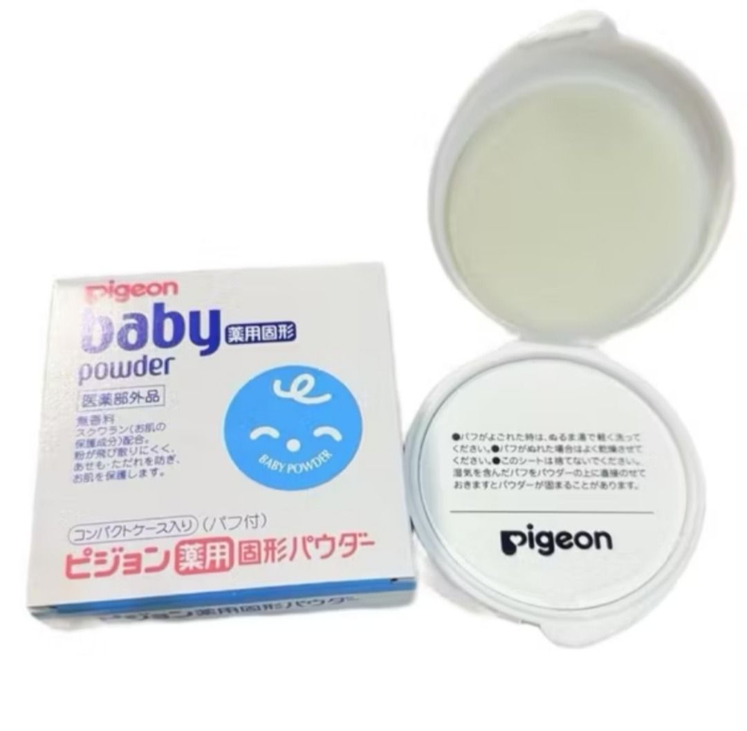 Pigeon Compact Baby Powder (Category: Breastfeeding & Bottle Feeding) located in Manila. Submitted by PureWonder_Shop (Listing ID 1418064469, Image 2). Description: AUTHENTIC Pigeon Baby Powder Compact Medicated baby powder - Contains squalane for skin protection - Prevents rashes - Fragrance-free - Includes puff - Made in Japan Fresh from Japan 🇯🇵 First Batch 🧁 B3ware of Imit@tion!.