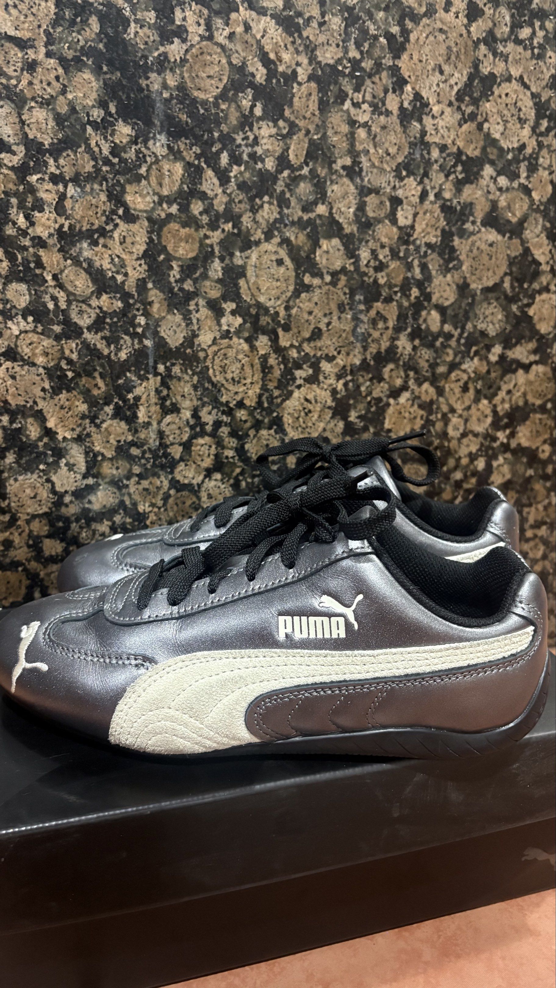 PUMA METALLIC BLACK SPEEDCAT OG (Category: Sneakers & Footwear) located in Cainta. Submitted by pillowsdecluttering (Listing ID 1417569881, Image 2). Description: only worn twice. SIZE US 5.