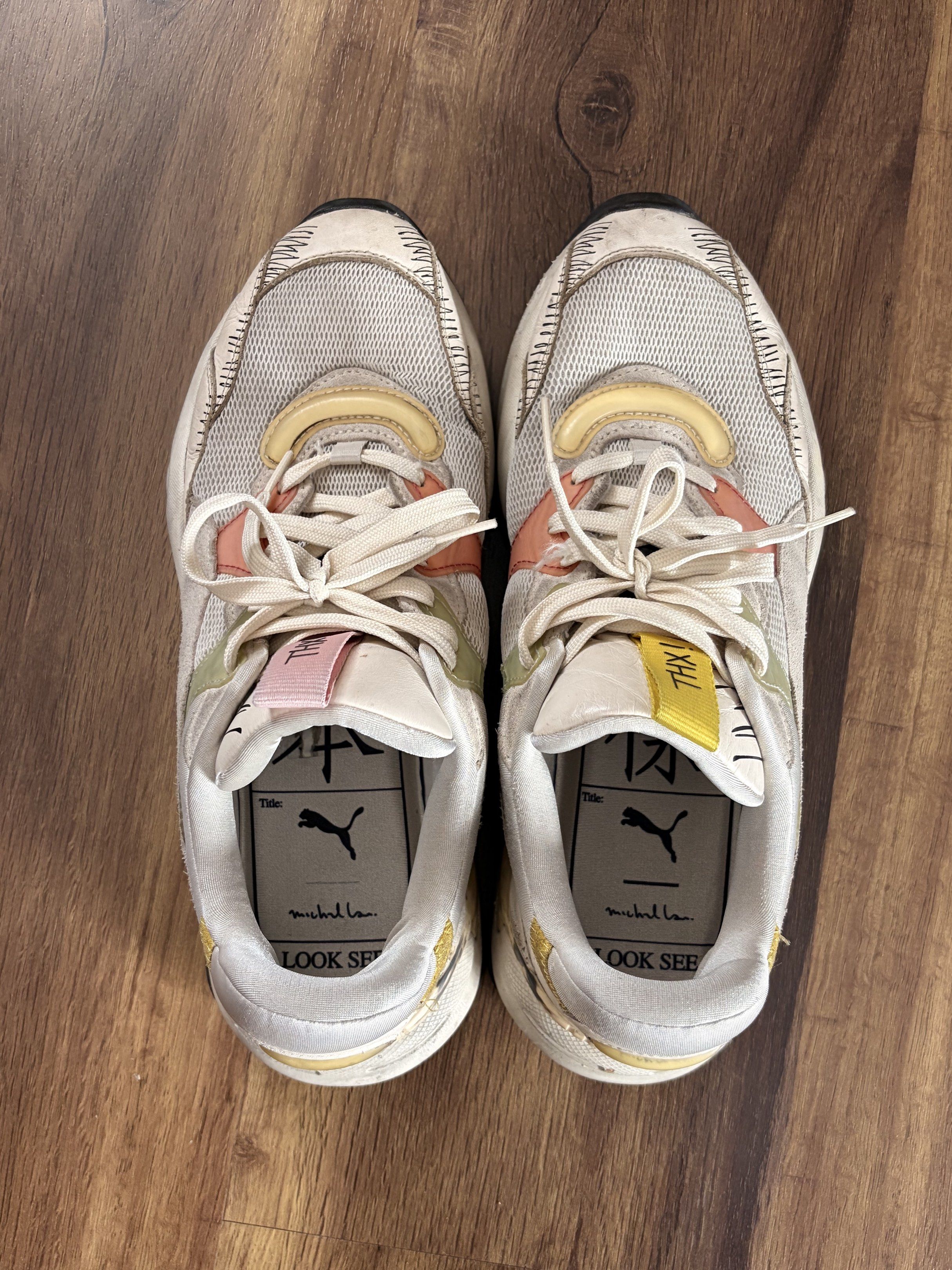 Puma RS-2K Michael Lau (Category: Sneakers) located in Quezon City. Submitted by mackybow (Listing ID 1418025869, Image 1). Description: - Puma RS-2K Michael Lau - Eggnog color - US Size: 9.5 - Design: Unique color mix - Very comfy - Original price was at 11k PHP Some imperfections: - black stain at the back, was previously removed by shoe cleaner - some fraying on shoelaces RFS: Too big in me.