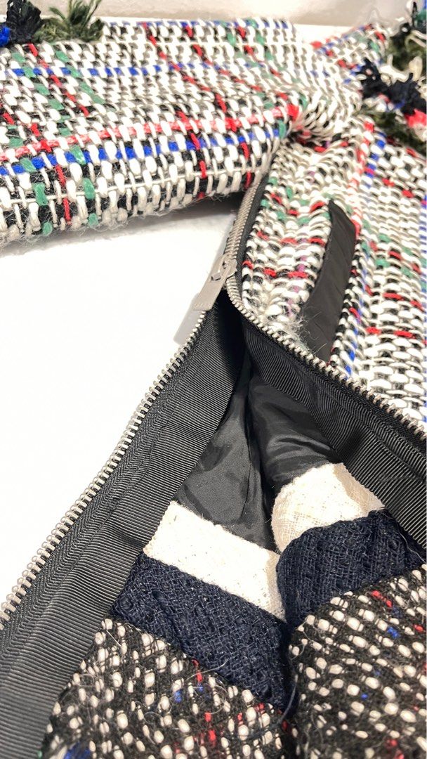 Sacai (Category: Luxury Apparel) located in Manila. Submitted by alimentacion (Listing ID 1418161180, Image 3). Description: Sacai Fringed Tweed Jacket Brand New condition in size 1 / small-medium fitting.