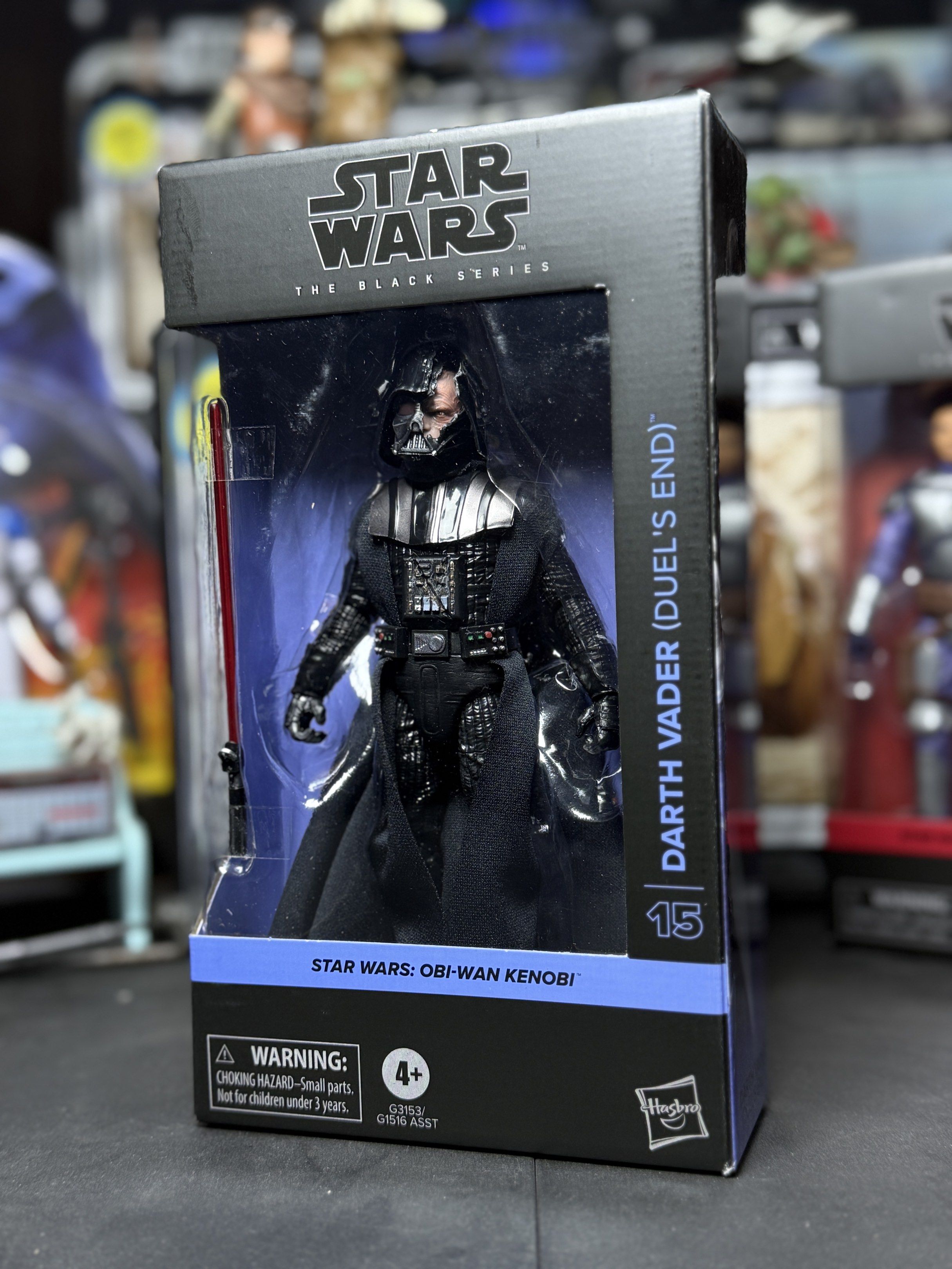 Star Wars Black Series Darth Vader (Duel's End) (Category: Figurines & Statues) located in Quezon City. Submitted by collectorsoftheforceph (Listing ID 1418052298, Image 3). Description: - Star Wars Black Series Darth Vader action figure. - From the Obi-Wan Kenobi series. - Brand new in original packaging. - Includes lightsaber accessory. - Features a clear display window. - Recommended for ages 4 and up..