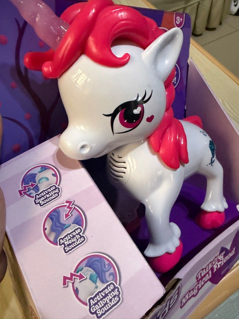 FOR GIFT: Talking Magical Friend Unicorn (Category: Interactive Toys) located in Alfonso. Submitted by herrrjoyce (Listing ID 1418050429, Image 3). Description: Brandnew. Still intact on the box.