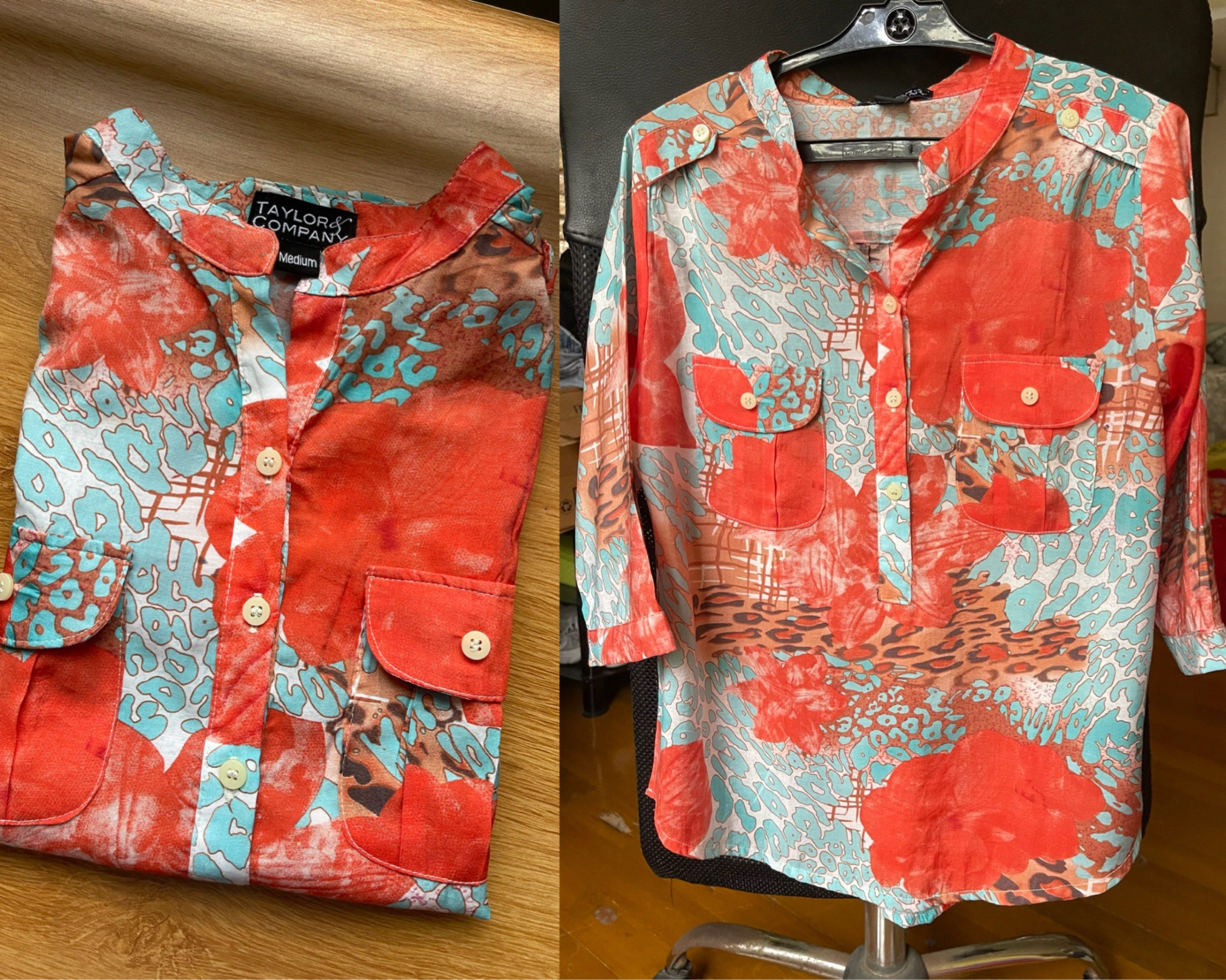 Taylor's Company Cherry Print Blouse - Small (Category: Blouses) located in Santa Cruz. Submitted by lilpurpleseven (Listing ID 1418021610, Image 3). Description: ‼️Bundle last price 4 blouses for only 399 NO FLAWS Sizes: XS to Medium. .