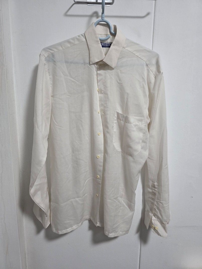 White Collared Button Blouse (Sheer) (Category: Longsleeves) located in Singapore. Submitted by henry.lee93 (Listing ID 1418192521, Image 1). Description: - Classic white button-up shirt - Collared neckline - No defect - Helping my girlfriend clear her wardrobe - Negotiable.